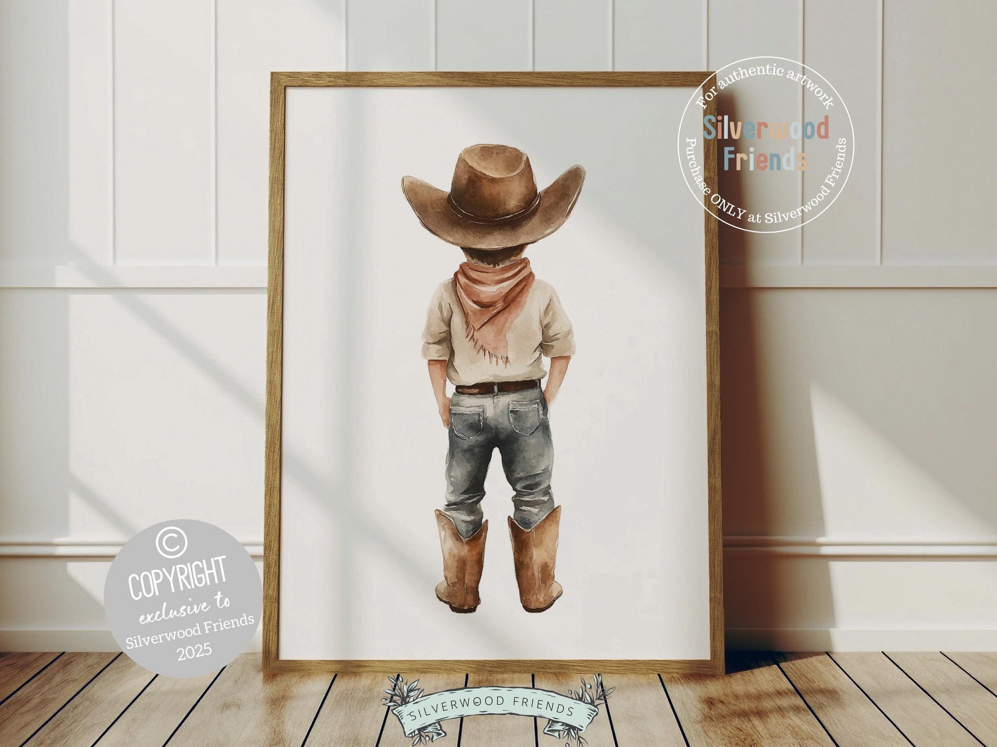 Add a touch of rustic charm to your baby boys nursery with our Cowboy Nursery Print, featuring an adorable little watercolor cowboy. Perfect for western themed decor and a thoughtful baby shower gift for horse loving families.
