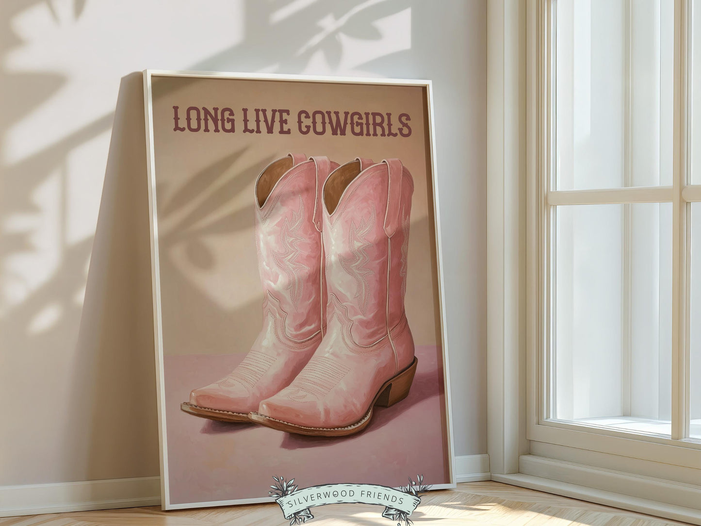 Pink Cowboy Boots Print, Long Live Cowgirls Print, Country Coastal Cowgirl Nursery Print, Teen Girl Country Western Wall Decor Digital Print