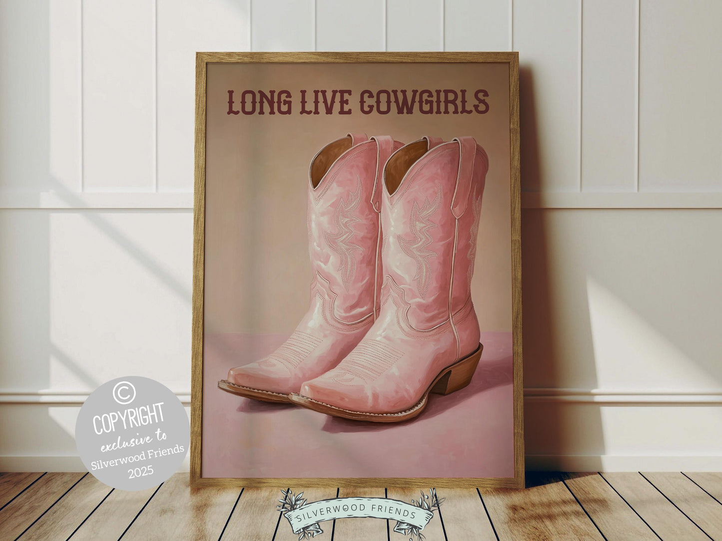Pink Cowboy Boots Print, Long Live Cowgirls Print, Country Coastal Cowgirl Nursery Print, Teen Girl Country Western Wall Decor Digital Print