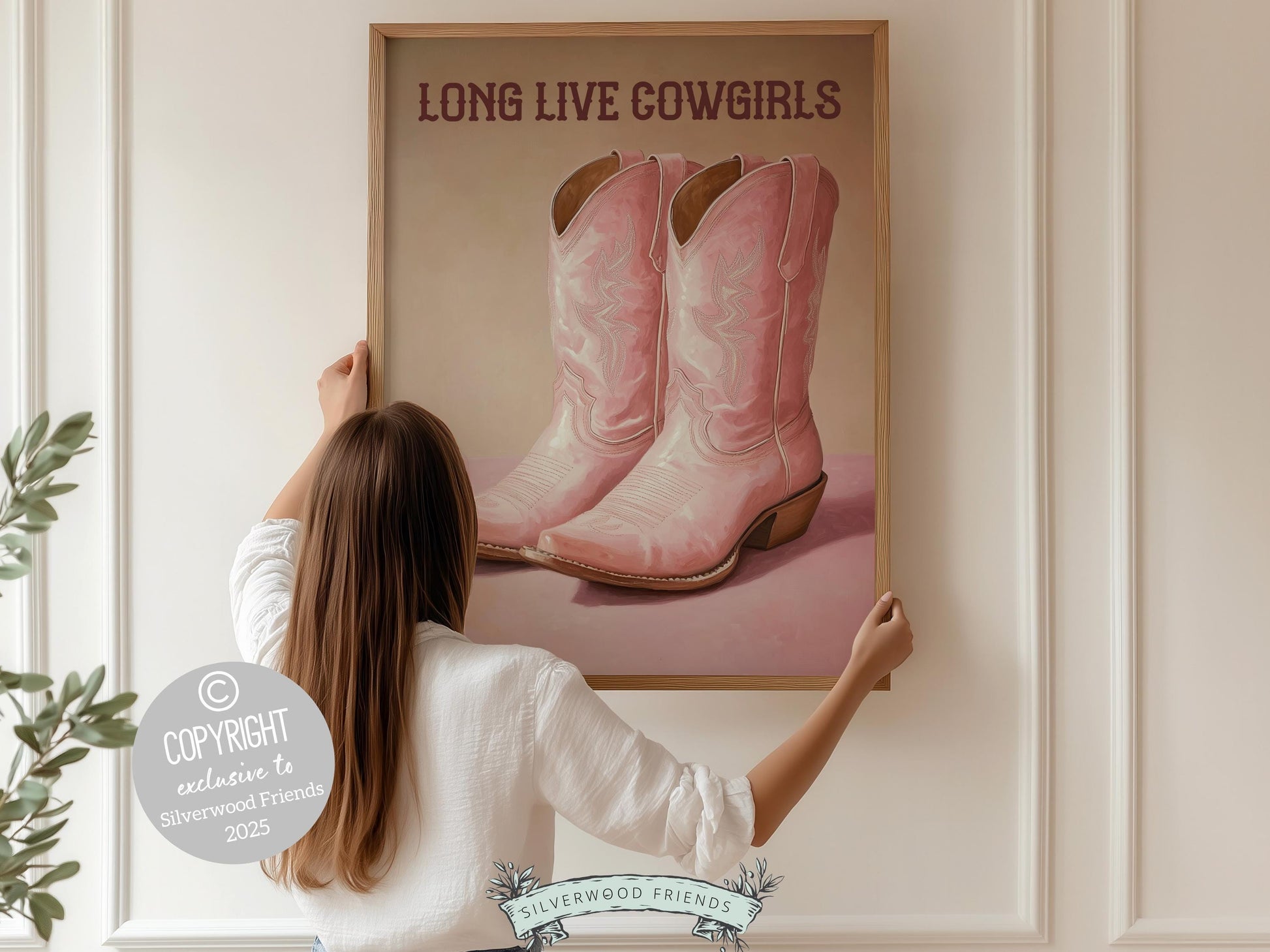 Pink Cowboy Boots Print, Long Live Cowgirls Print, Country Coastal Cowgirl Nursery Print, Teen Girl Country Western Wall Decor Digital Print