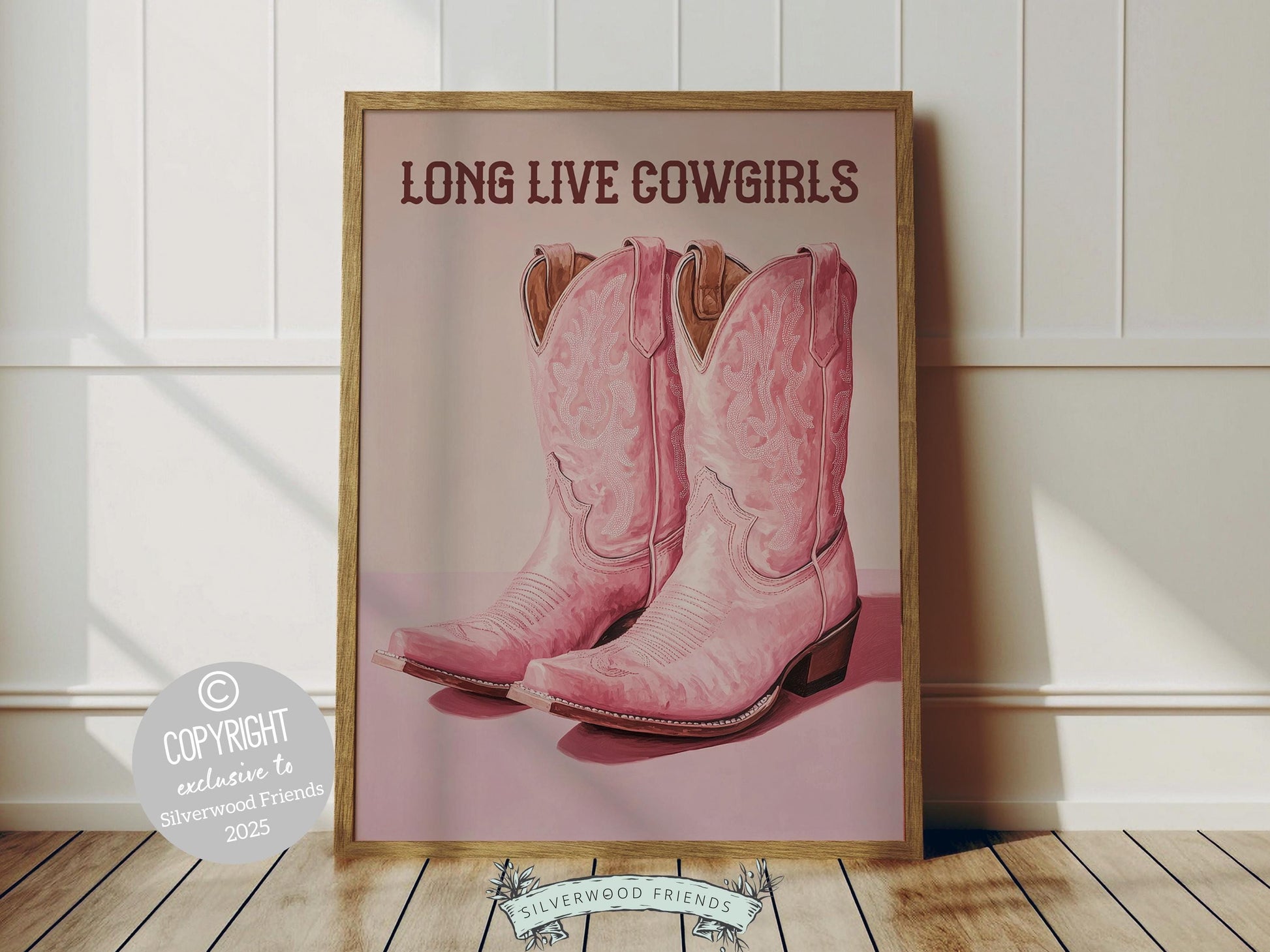 Long Live Cowgirls Print, Pink Cowboy Boots Print, Country Coastal Cowgirl Nursery Print, Teen Girl Country Western Wall Decor Digital Print