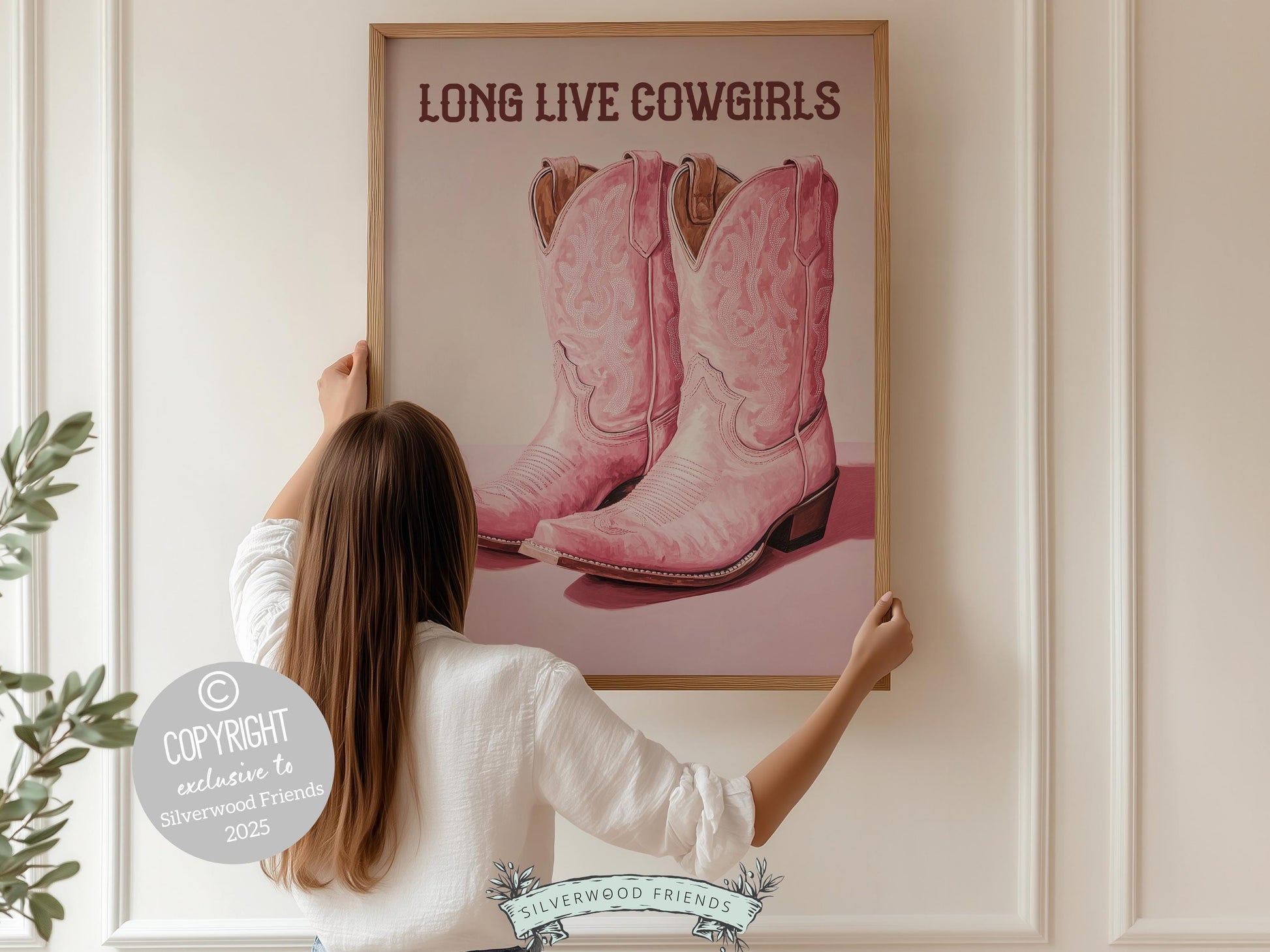 Long Live Cowgirls Print, Pink Cowboy Boots Print, Country Coastal Cowgirl Nursery Print, Teen Girl Country Western Wall Decor Digital Print