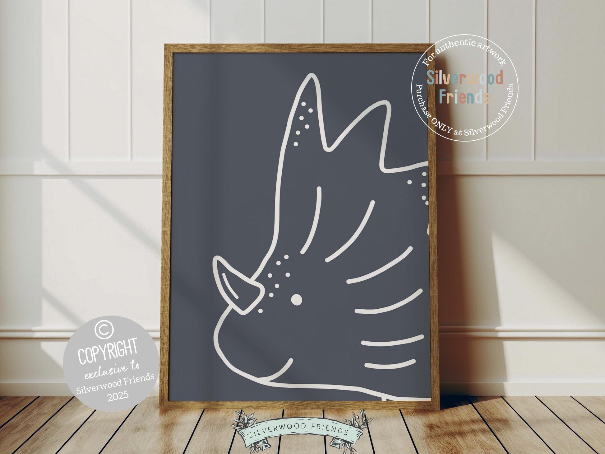 Dinosaur Printable Set of 4 Prints, Boys Navy Blue Dinosaur Outline Nursery Print, Baby Dino Room Decor, Dinosaur Silhouette Digital Prints