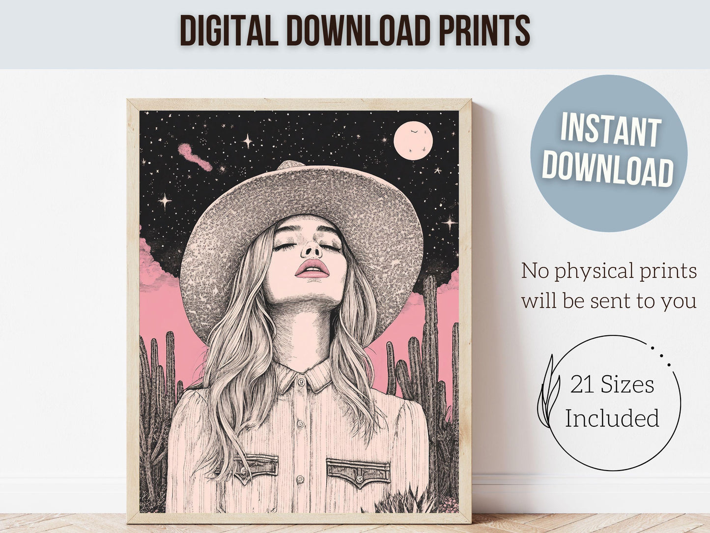 Pink Cowgirl Western Print, Preppy Dorm Room Wall Decor, Moody Western Nursery Wall Art, Girly Teen Girl Western Wall Decor Digital Print