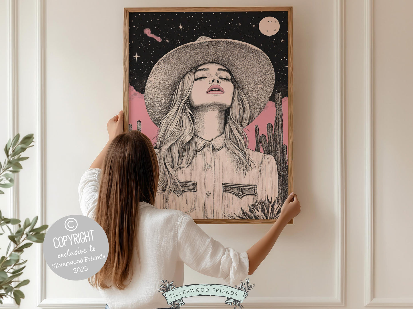 Pink Cowgirl Western Print, Preppy Dorm Room Wall Decor, Moody Western Nursery Wall Art, Girly Teen Girl Western Wall Decor Digital Print