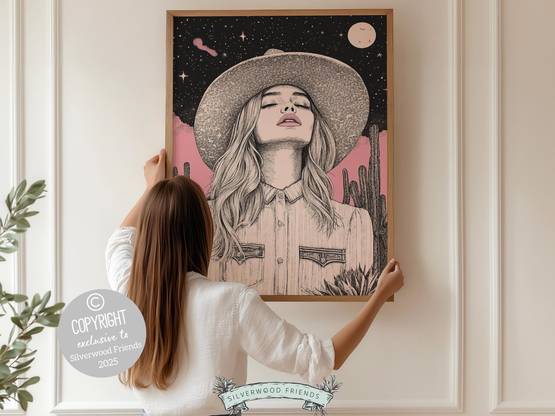 Pink Cowgirl Western Print, Preppy Dorm Room Wall Decor, Moody Western Nursery Wall Art, Girly Teen Girl Western Wall Decor Digital Print