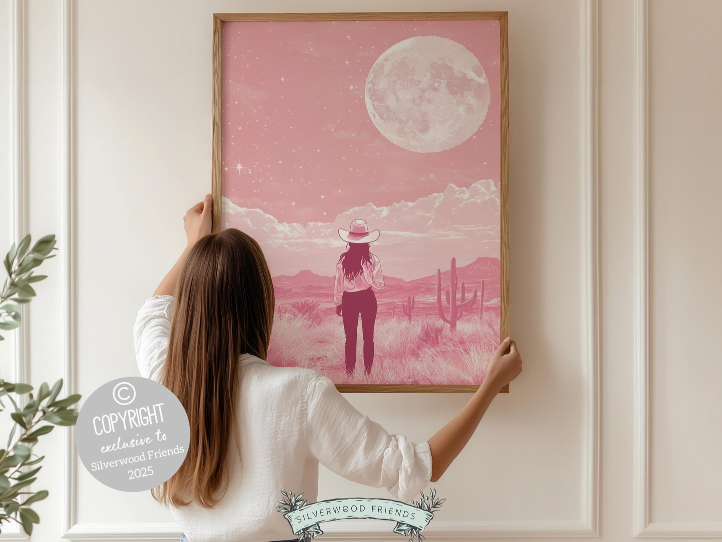 Pink Cowgirl Western Print, Preppy Dorm Room Desert Wall Decor, Moody South West Nursery Wall Art, Teen Girl Trendy Wall Decor Digital Print