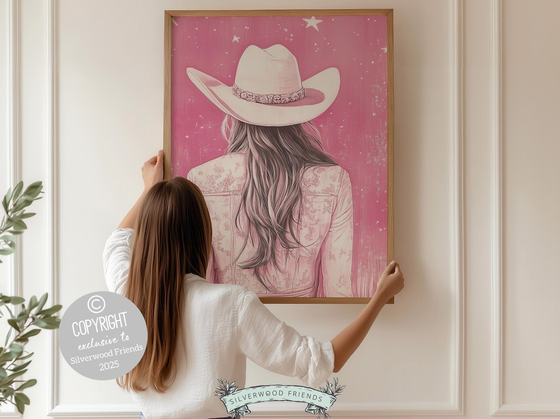 Pink Cowgirl Western Print, Preppy Dorm Room Desert Wall Decor, Moody South West Nursery Wall Art, Teen Girl Trendy Wall Decor Digital Print