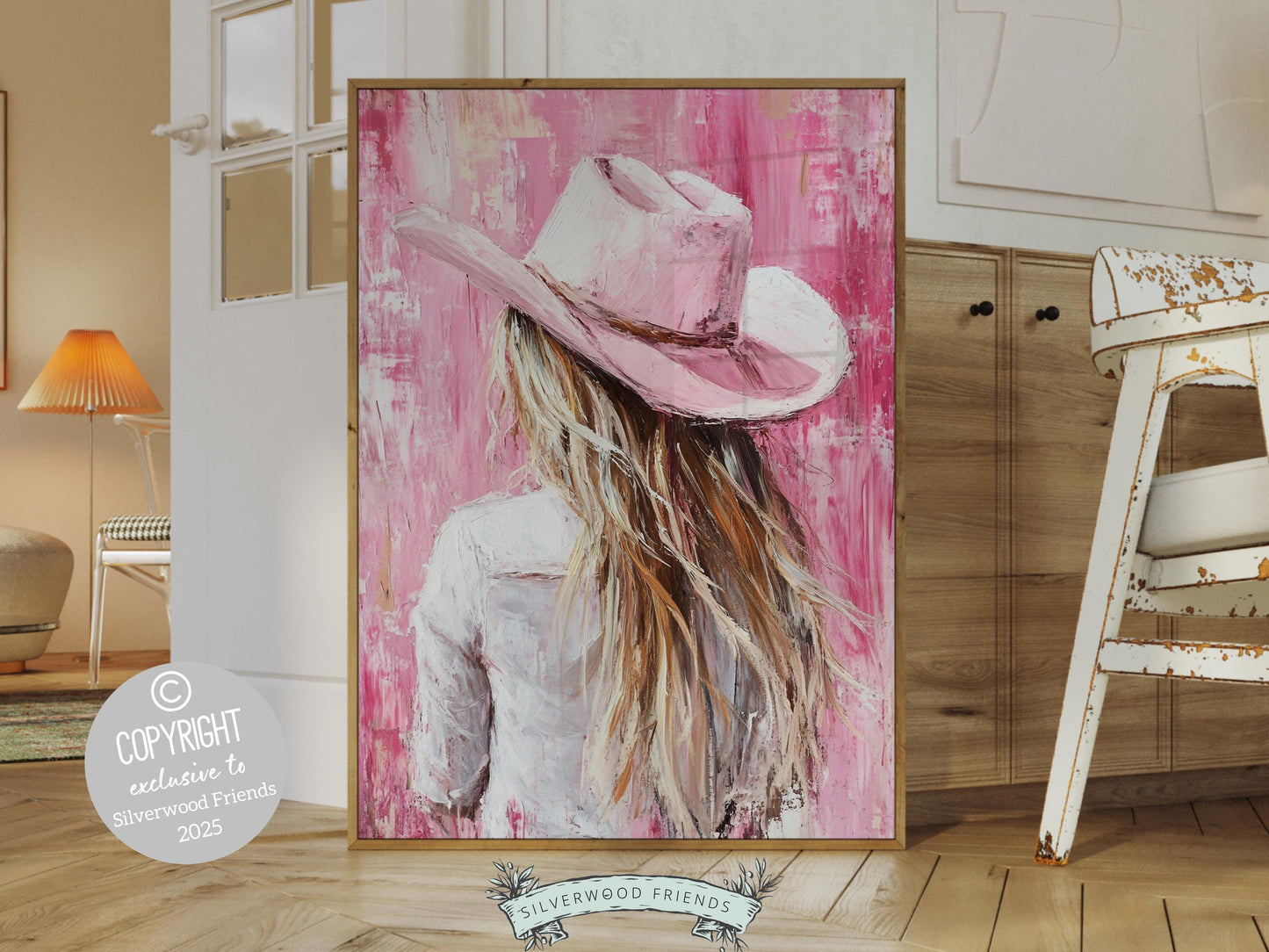 Pink Cowgirl Western Print, Preppy Dorm Room Desert Wall Decor, Western Cowgirl Nursery Wall Art, Teen Girl Trendy Wall Decor Digital Print