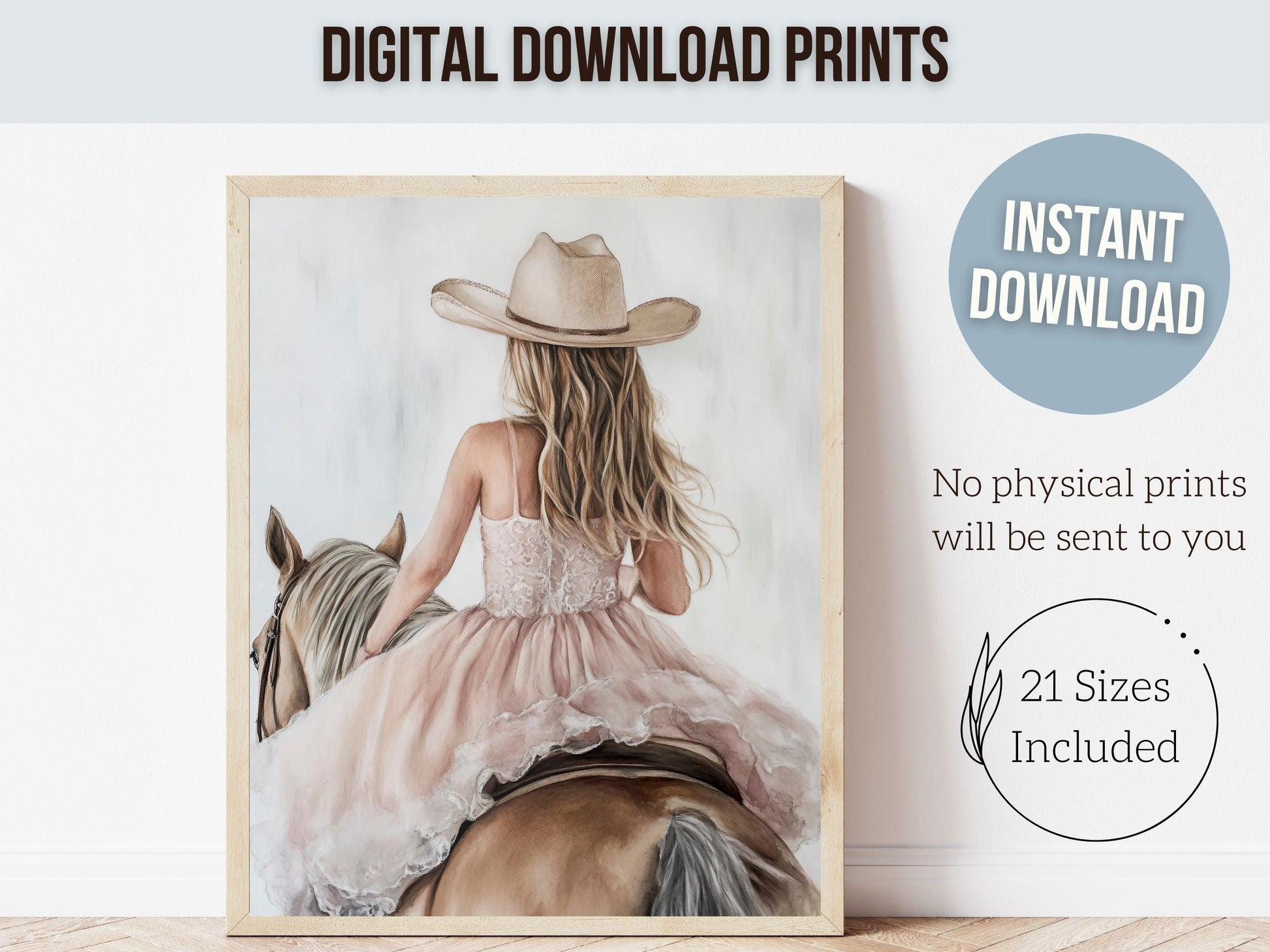 Cowgirl Nursery Print, Baby Girl Western Cowgirl Nursery Decor, Little Girl Horse Riding Nursery Wall Art, Girl's Horse Room Digital Print