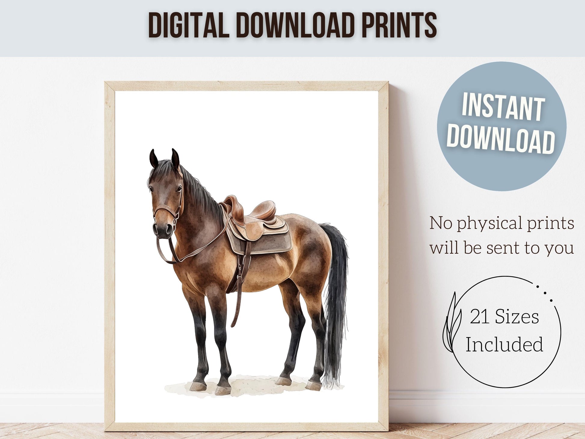Brown Horse Print, Cowgirl Cowboy Nursery Decor, Western Horse Nursery Decor, Mustang Print, Rustic Farmhouse Nursery Wall Art Digital Print