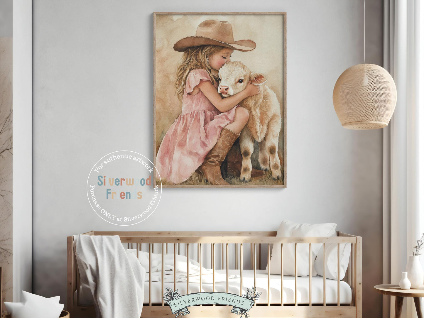 Highland Cow Nursery Print, Baby Highland Cow Nursery Decor, Baby Girl Western Cowgirl Nursery Decor,Watercolor Little Cowgirl Digital Print