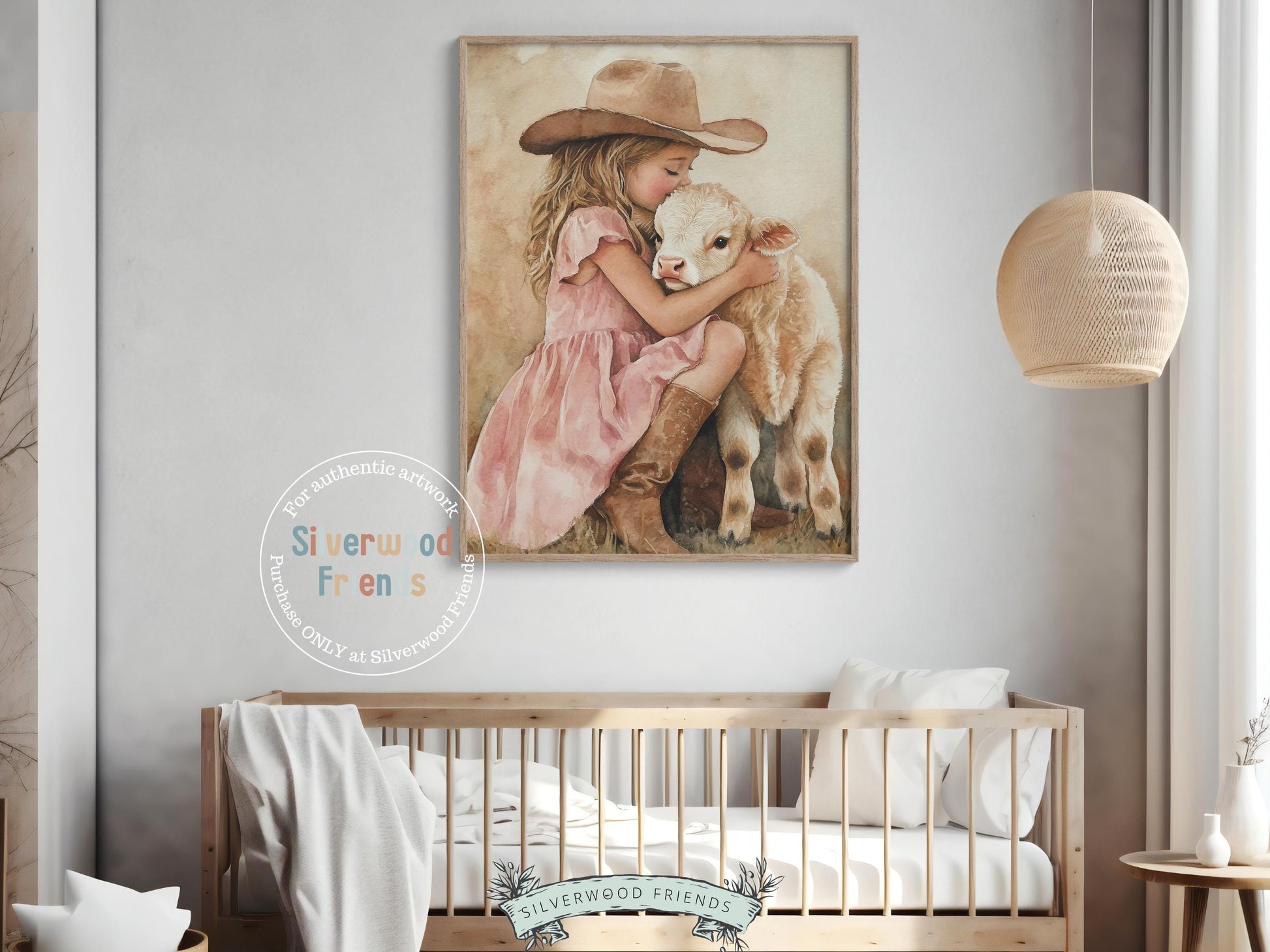Highland Cow Nursery Print, Baby Highland Cow Nursery Decor, Baby Girl Western Cowgirl Nursery Decor,Watercolor Little Cowgirl Digital Print