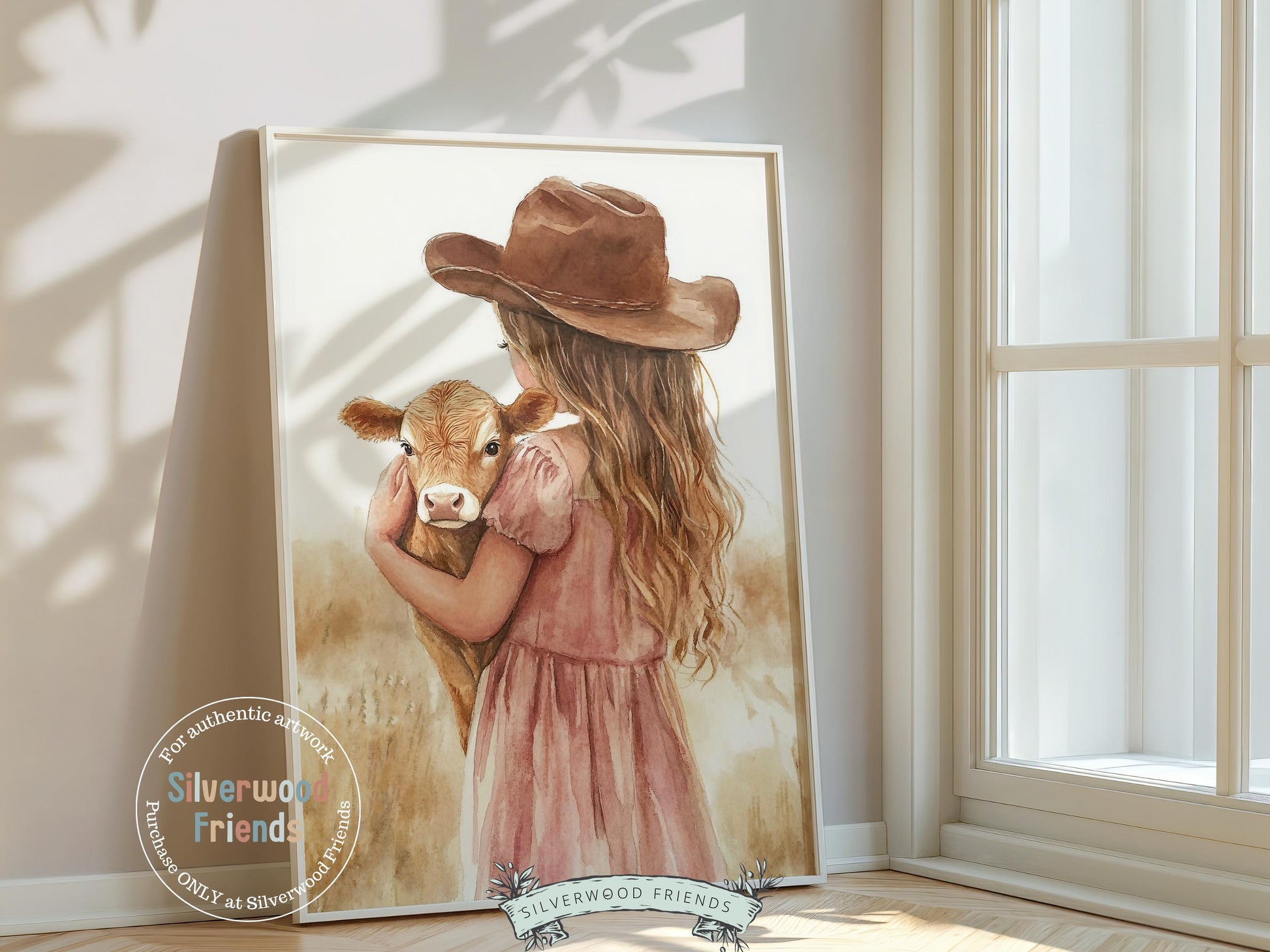 Highland Cow Nursery Print, Baby Highland Cow Nursery Decor, Baby Girl Western Cowgirl Nursery Room Decor, Watercolor Cowgirl Digital Print