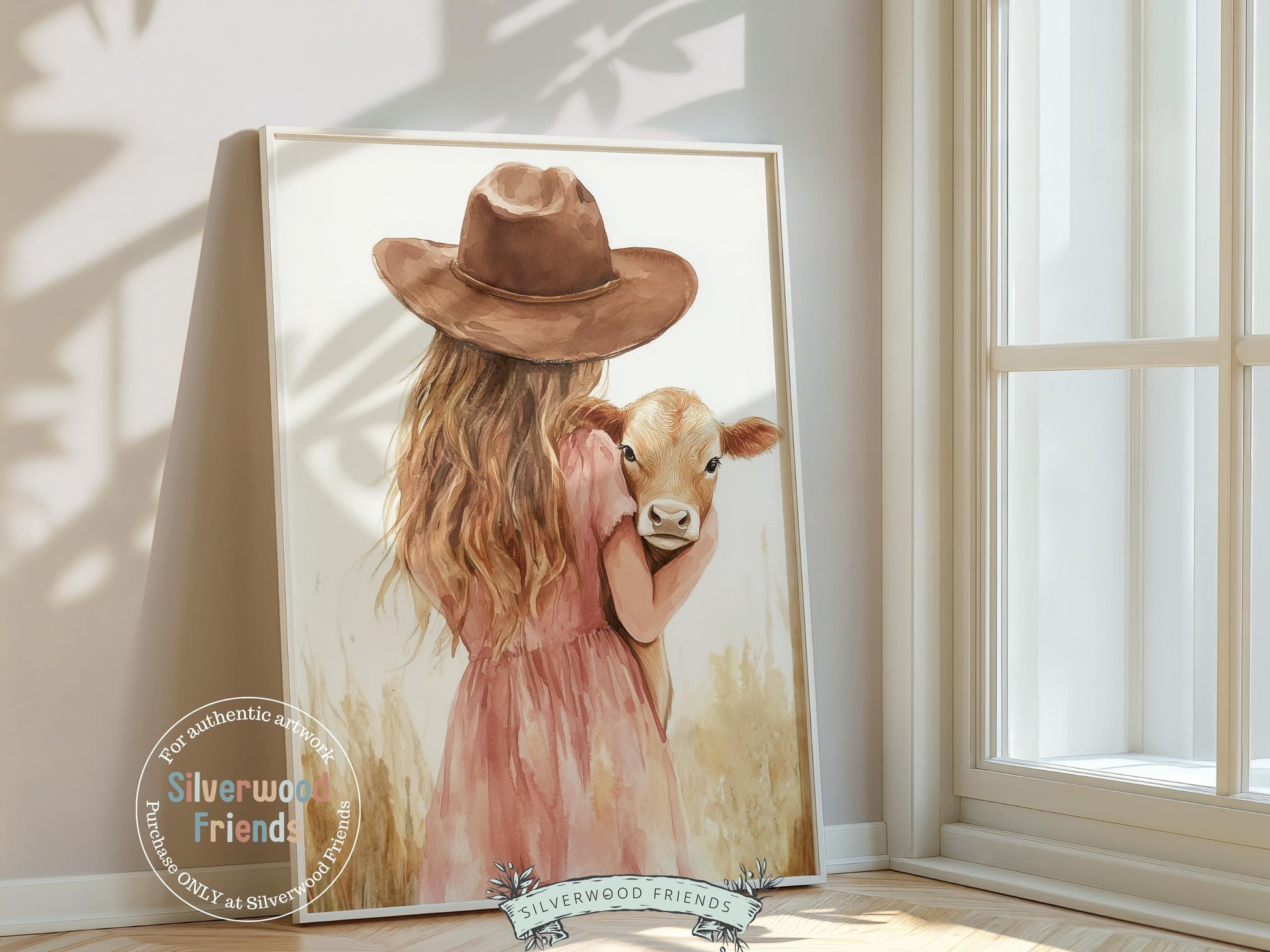 Highland Cow Nursery Print, Baby Highland Cow Nursery Decor, Baby Girl Western Cowgirl Nursery Room Decor, Watercolor Cowgirl Digital Print
