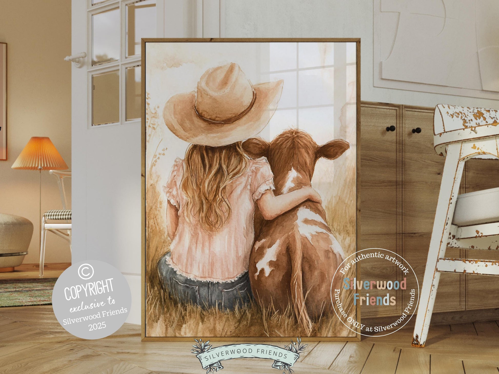 Highland Cow Nursery Print, Baby Highland Cow Nursery Decor, Baby Girl Western Cowgirl Nursery Room Decor, Rustic Farm Animal Digital Print