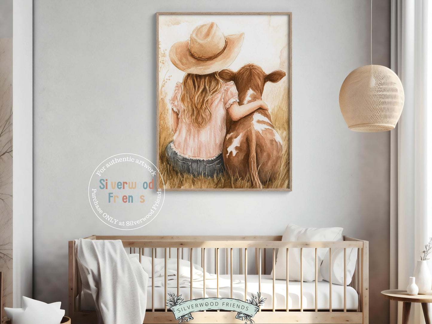 Highland Cow Nursery Print, Baby Highland Cow Nursery Decor, Baby Girl Western Cowgirl Nursery Room Decor, Rustic Farm Animal Digital Print