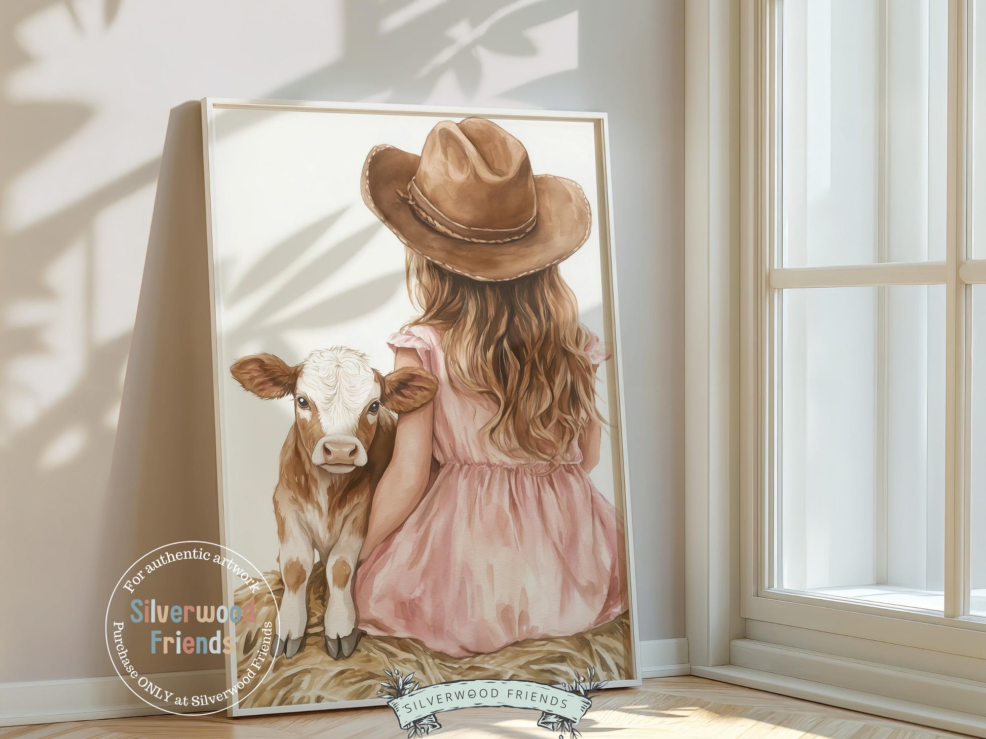 Highland Cow Nursery Print, Baby Girl Highland Cow Nursery Decor, Pink Cowgirl Nursery Print, Kids Farm Animal Room Wall Decor Digital Print