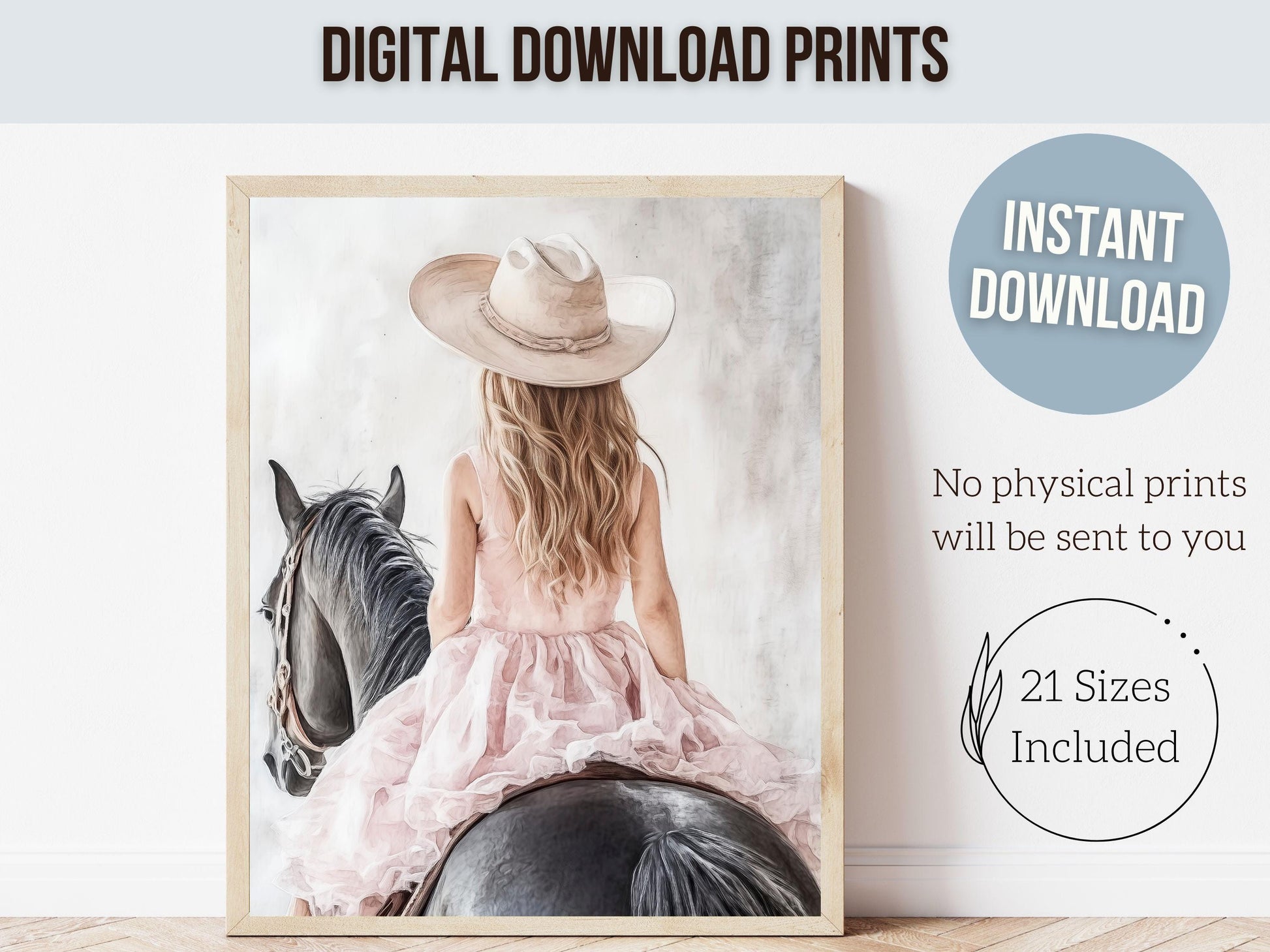 Cowgirl Nursery Print, Baby Girl Western Cowgirl Nursery Decor, Little Girl Horse Riding Nursery Wall Art, Girl's Horse Room Digital Print