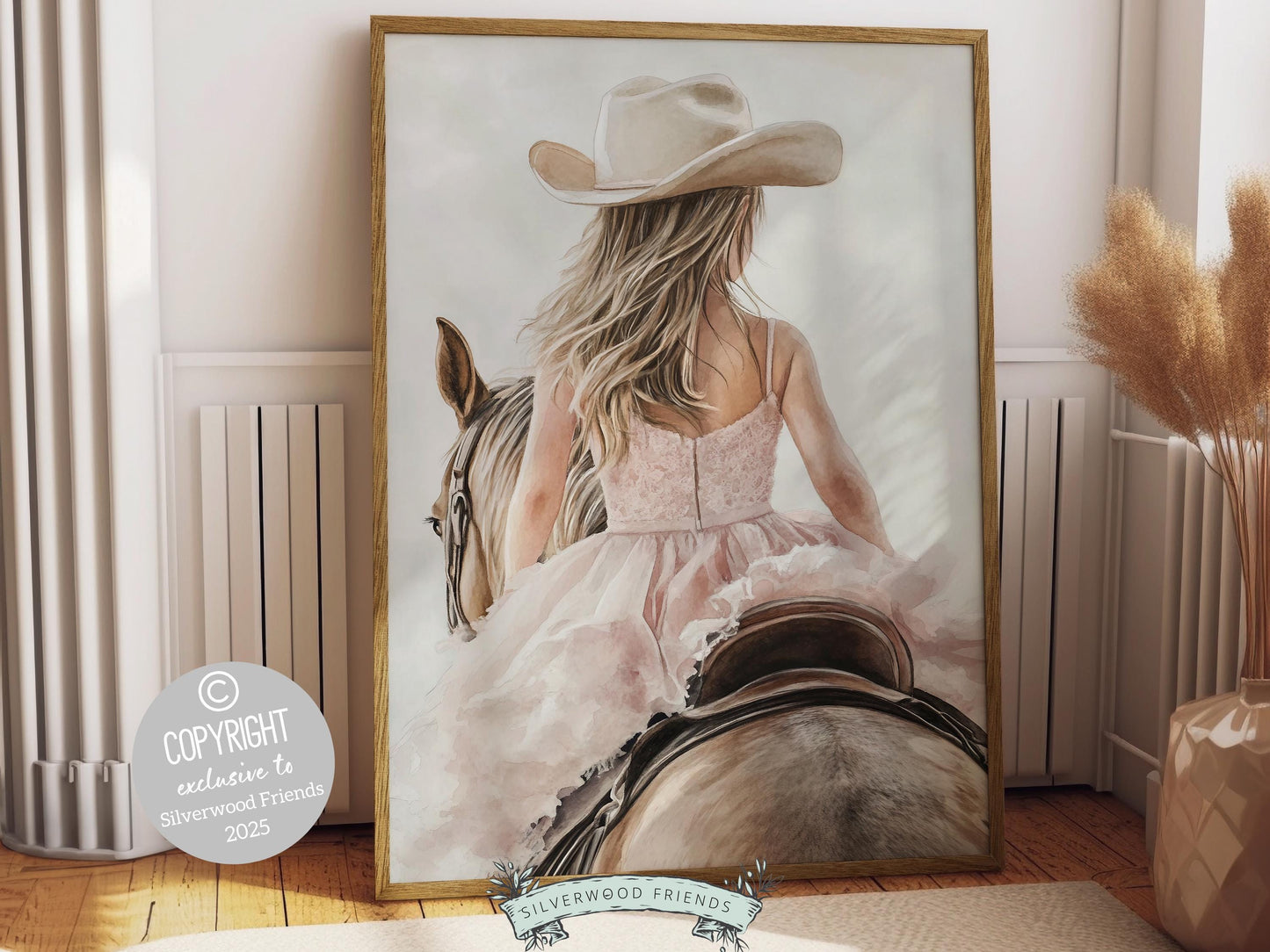 Cowgirl Nursery Print, Baby Girl Western Cowgirl Nursery Decor, Little Girl Horse Riding Nursery Wall Art, Girl's Horse Room Digital Print