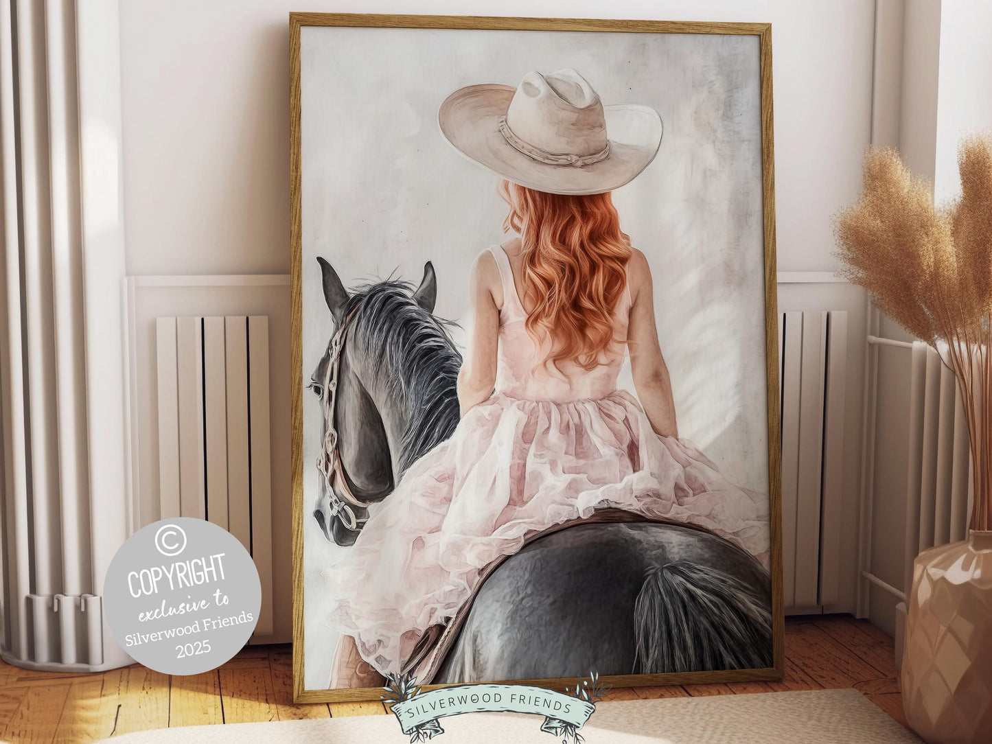 Cowgirl Nursery Print, Baby Girl Western Cowgirl Nursery Decor, Little Girl Horse Riding Nursery Wall Art, Girl's Horse Room Digital Print