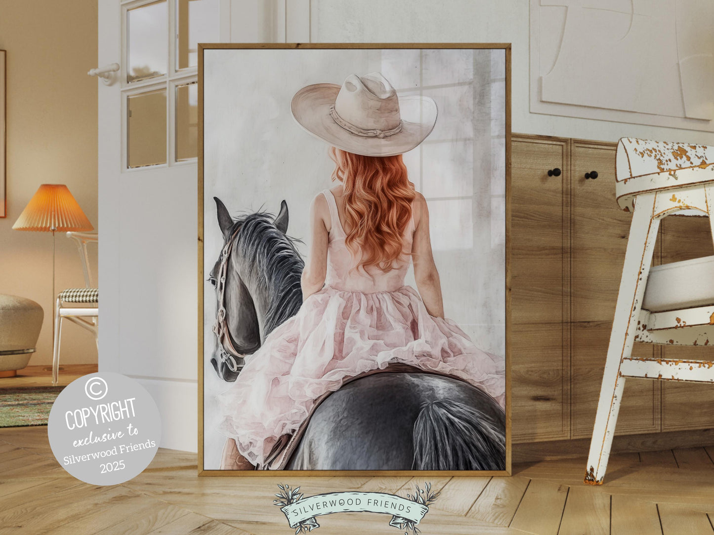 Cowgirl Nursery Print, Baby Girl Western Cowgirl Nursery Decor, Little Girl Horse Riding Nursery Wall Art, Girl's Horse Room Digital Print