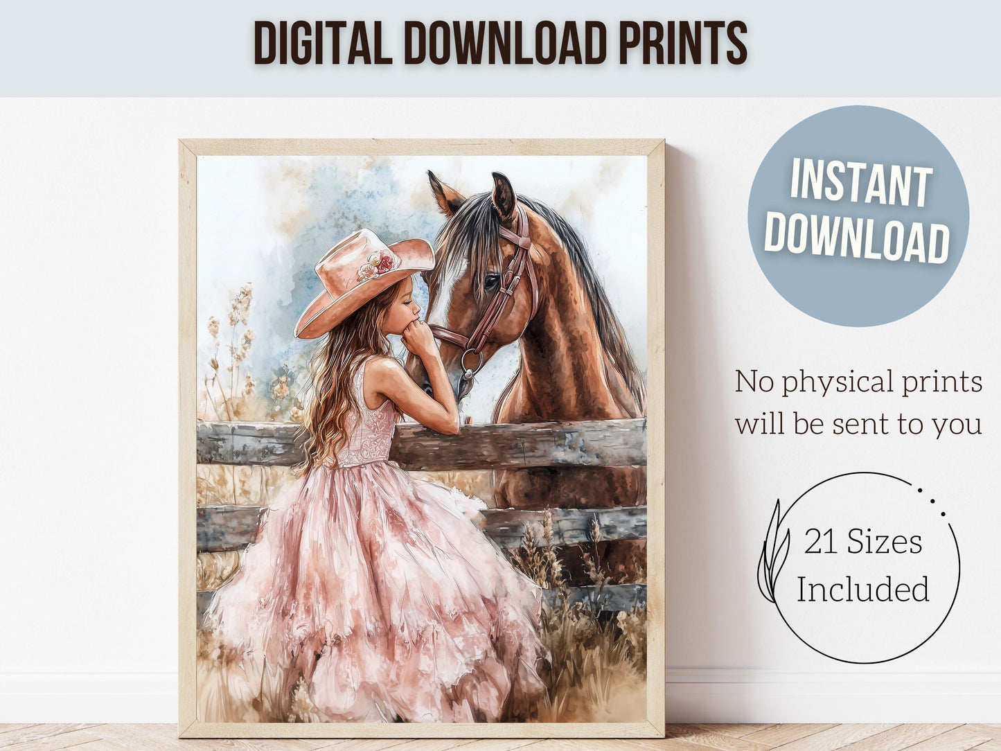 Cowgirl Nursery Print, Baby Girl Cowgirl Western Nursery Decor, Little Girl Horse Riding Room Print, Rustic Farmhouse Horse Digital Print