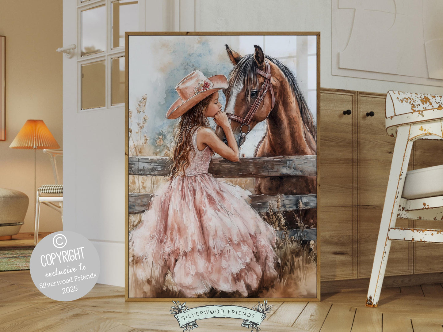 Cowgirl Nursery Print, Baby Girl Cowgirl Western Nursery Decor, Little Girl Horse Riding Room Print, Rustic Farmhouse Horse Digital Print