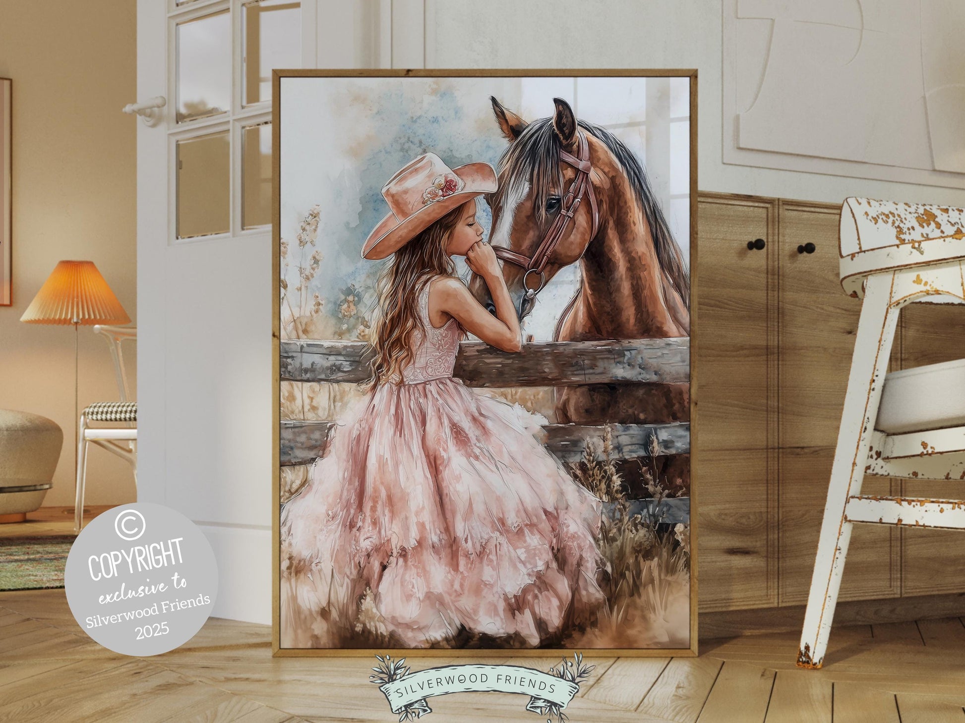 Cowgirl Nursery Print, Baby Girl Cowgirl Western Nursery Decor, Little Girl Horse Riding Room Print, Rustic Farmhouse Horse Digital Print