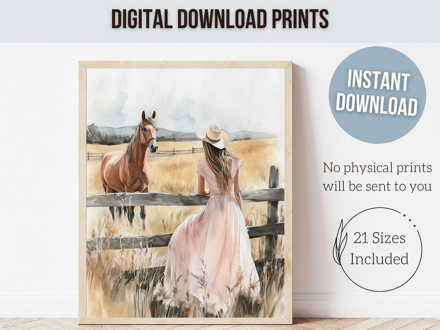 Cowgirl Horse Print, Cowgirl Western Nursery Decor, Country Girl Horse Riding Room Print, Rustic Country Farmhouse Horse Decor Digital Print