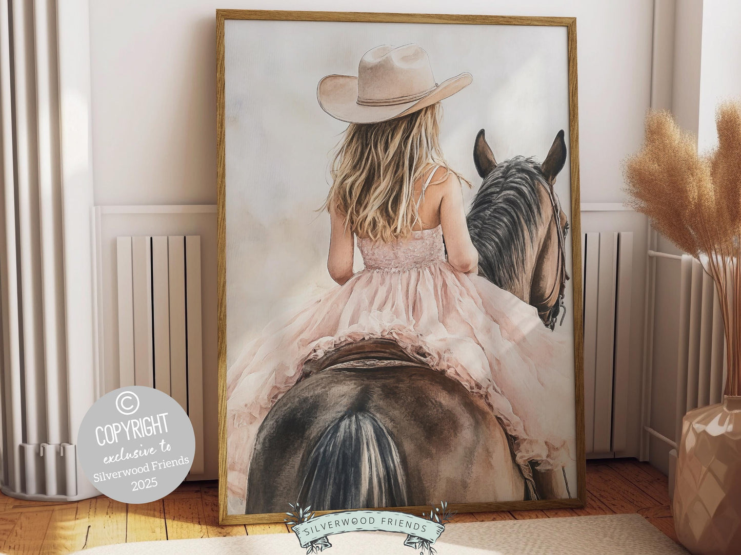 Cowgirl Nursery Print, Baby Girl Western Cowgirl Nursery Decor, Little Girl Horse Riding Nursery Wall Art, Girl's Horse Room Digital Print