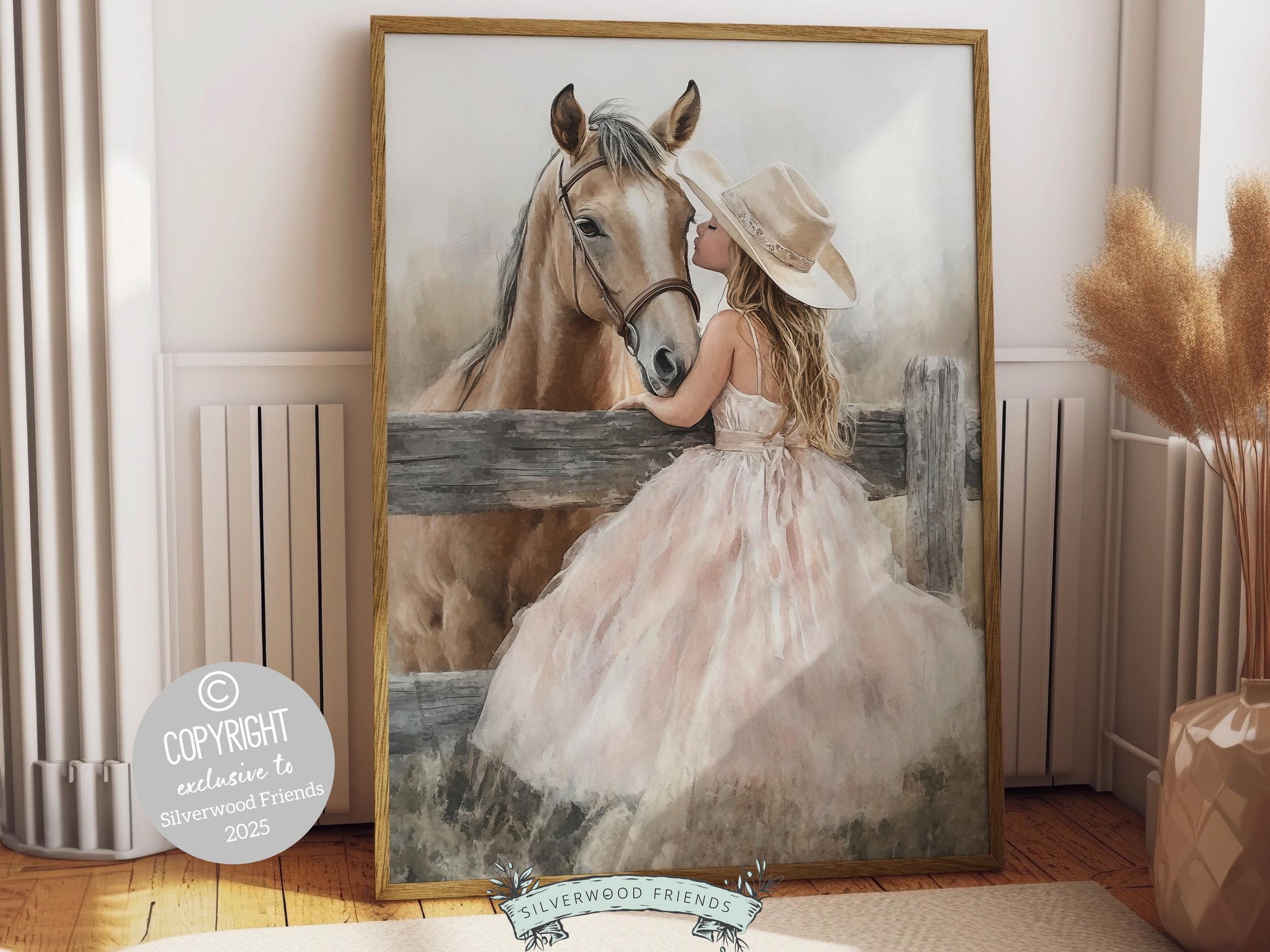 Cowgirl Horse Print, Cowgirl Nursery Decor, Whimsical Western Decor, Girls Rustic Horse Riding Picture Dorm Room Wall Decor Digital Print