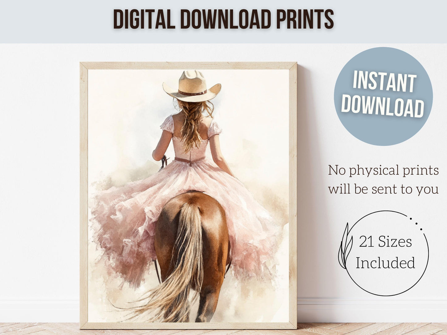 Cowgirl Horse Print, Cowgirl Western Nursery Decor, Country Girl Horse Riding Room Print, Rustic Country Farmhouse Horse Decor Digital Print