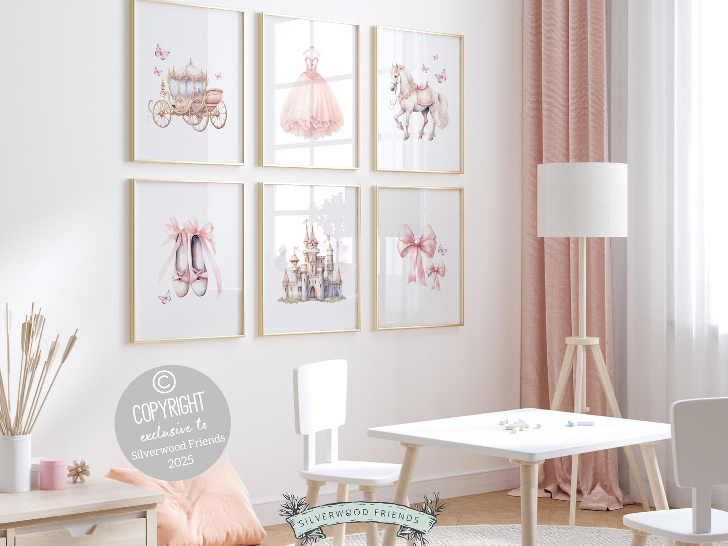 Baby Girls Princess Nursery Prints, Fairy Tale Nursery Decor, Fairytale Nursery Wall Art, Girls Princess Bedroom Wall Decor Digital Prints