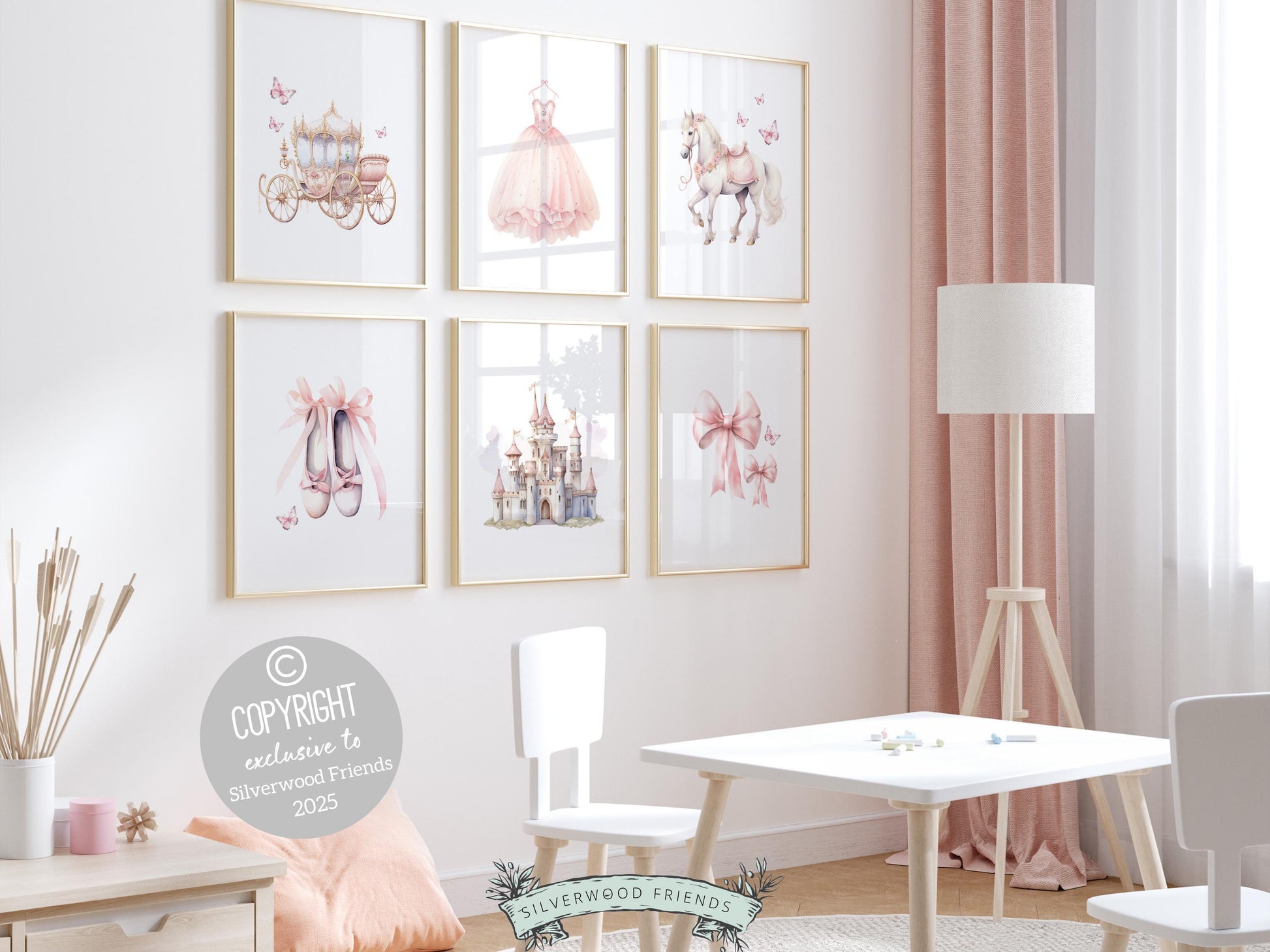 Baby Girls Princess Nursery Prints, Fairy Tale Nursery Decor, Fairytale Nursery Wall Art, Girls Princess Bedroom Wall Decor Digital Prints
