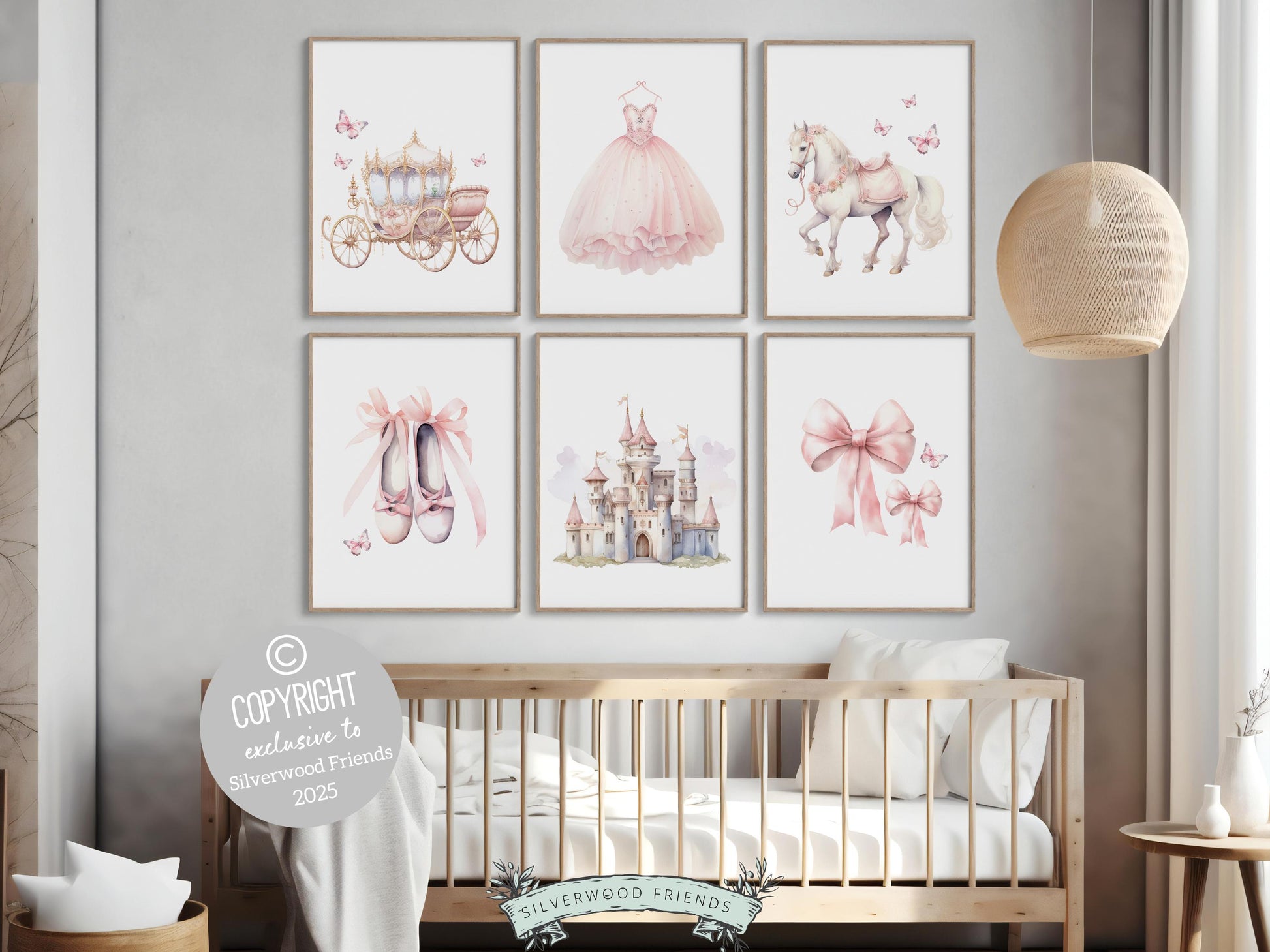 Baby Girls Princess Nursery Prints, Fairy Tale Nursery Decor, Fairytale Nursery Wall Art, Girls Princess Bedroom Wall Decor Digital Prints