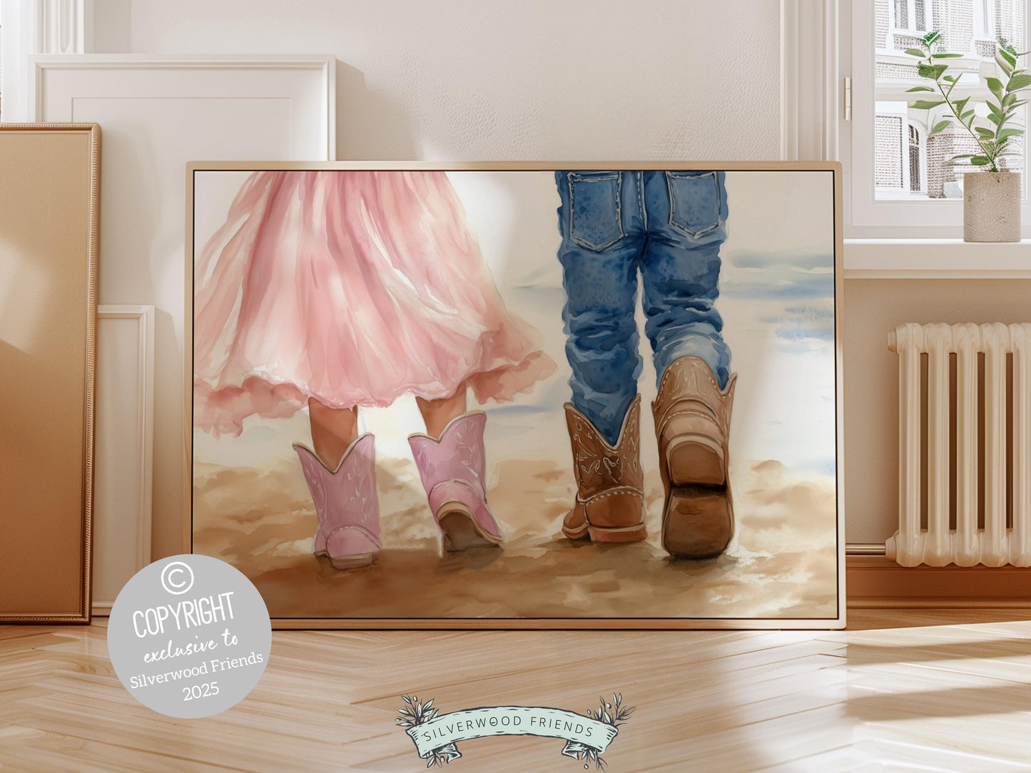 Cowboy Nursery Print, Coastal Cowgirl Nursery Decor, Sibling Western Nursery Decor, Brother Sister Horse Room Nursery Wall Art Digital Print