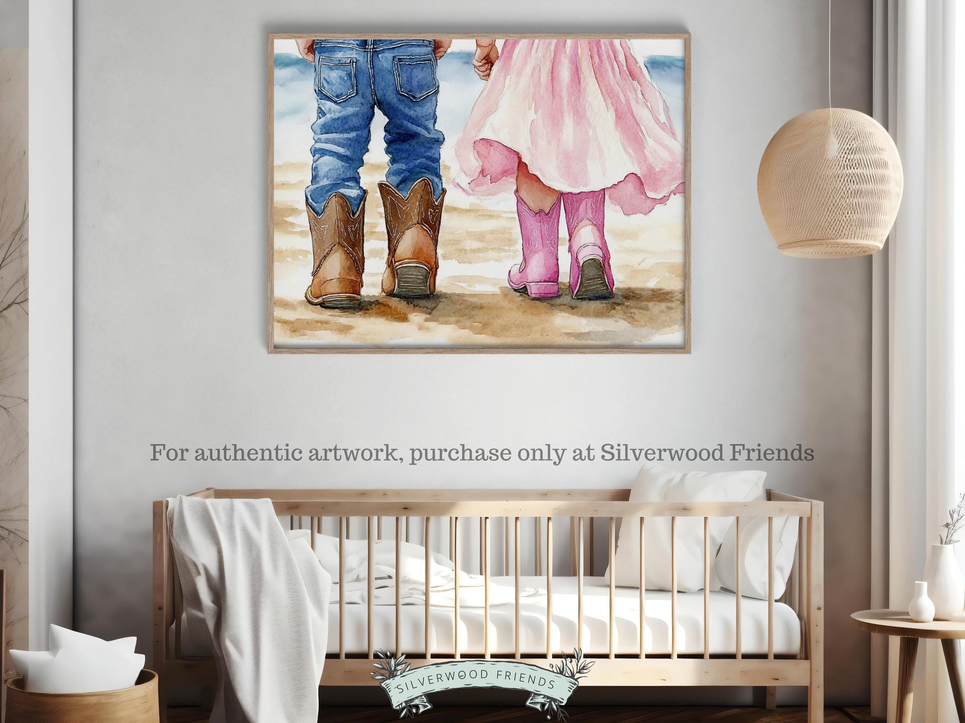 Coastal Cowgirl Nursery Print, Cowboy Nursery Decor, Sibling Western Nursery Decor, Brother Sister Farmhouse Nursery Wall Art Digital Print