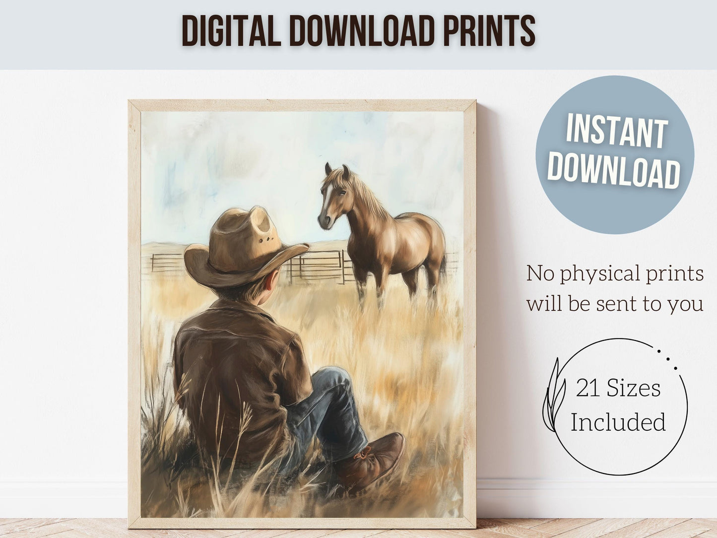 Cowboy Nursery Print, Cowboy Nursery Decor, Baby Boys Western Nursery Decor, Little Boy Cowboy Brown Horse Nursery Wall Art Digital Print
