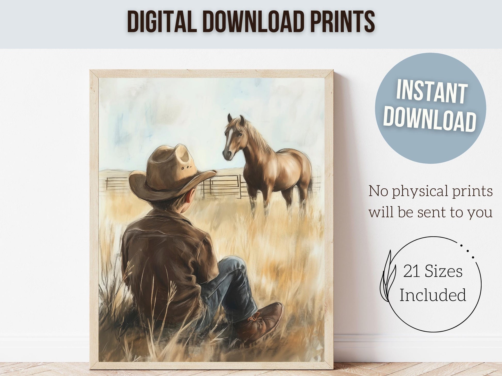 Cowboy Nursery Print, Cowboy Nursery Decor, Baby Boys Western Nursery Decor, Little Boy Cowboy Brown Horse Nursery Wall Art Digital Print