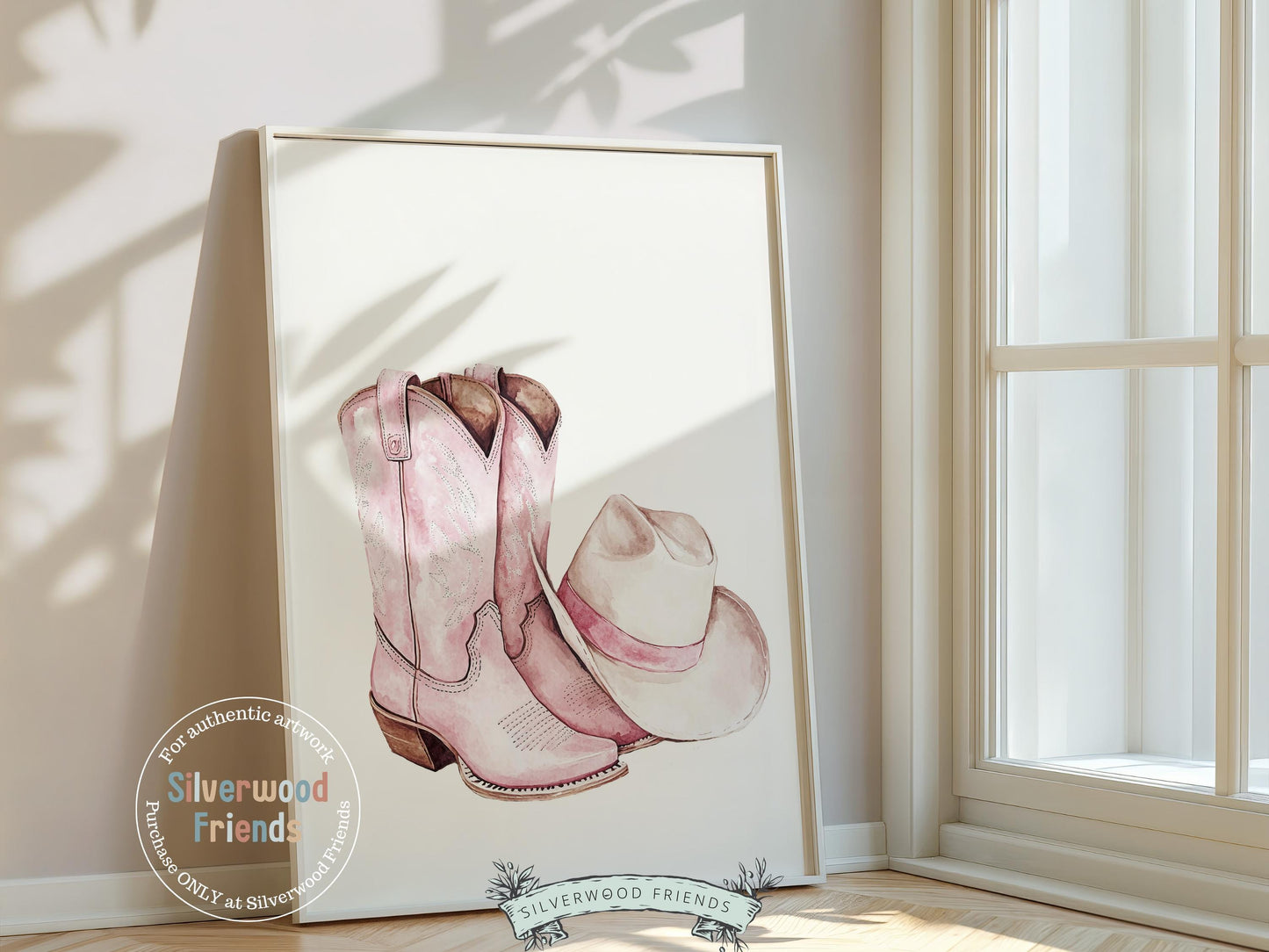 Pink Cowgirl Boots Hat Print, Girly Coastal Cowgirl Print, Trendy Pink Western Dorm Room Wall Decor,Preppy Pink Teen Girl Room Digital Print