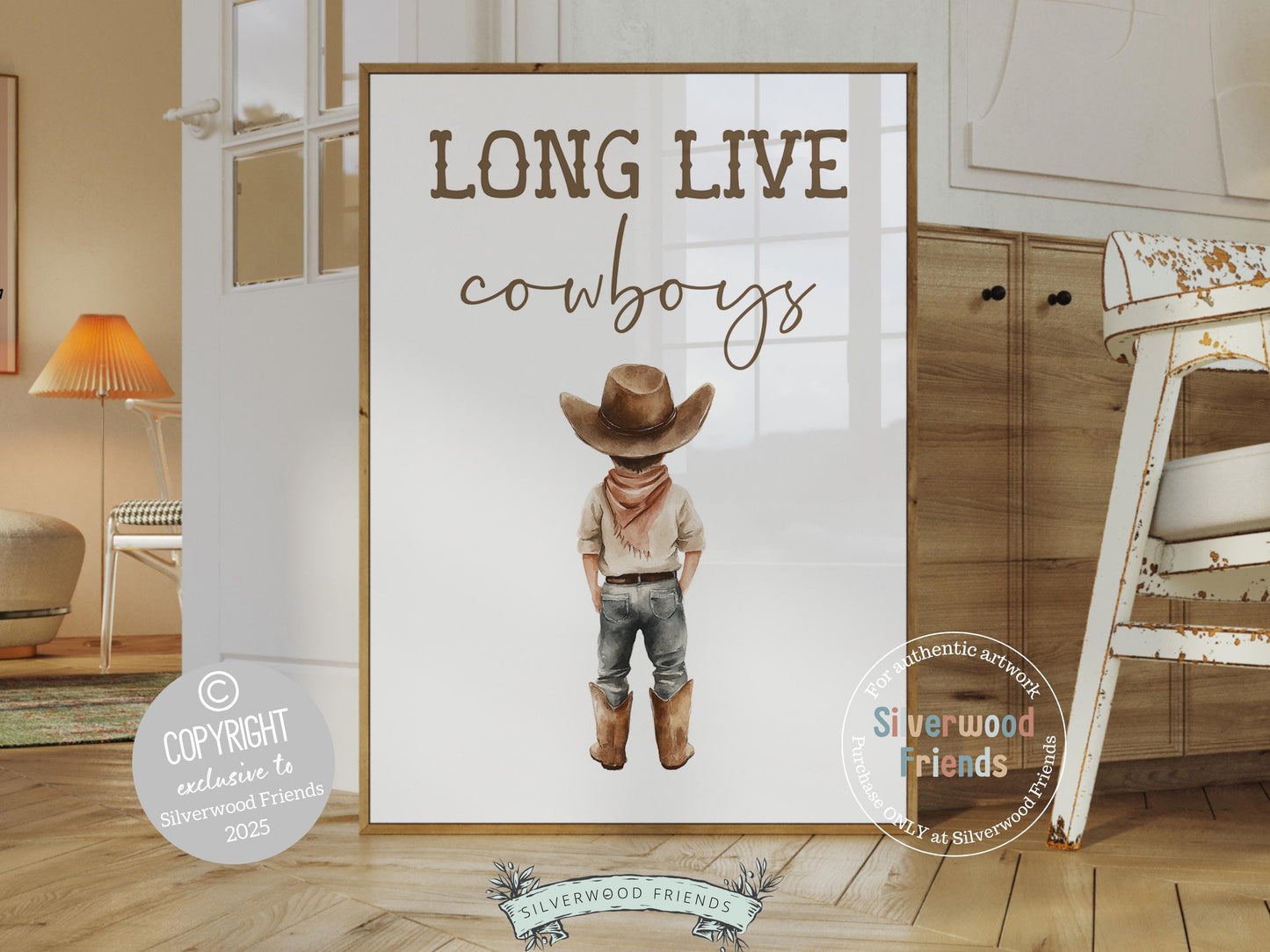 Cowboy Nursery Print, Cowboy Nursery Decor, Boy's Western Nursery Decor, Long Live Cowboys Rustic Farmhouse Nursery Wall Art Digital Print