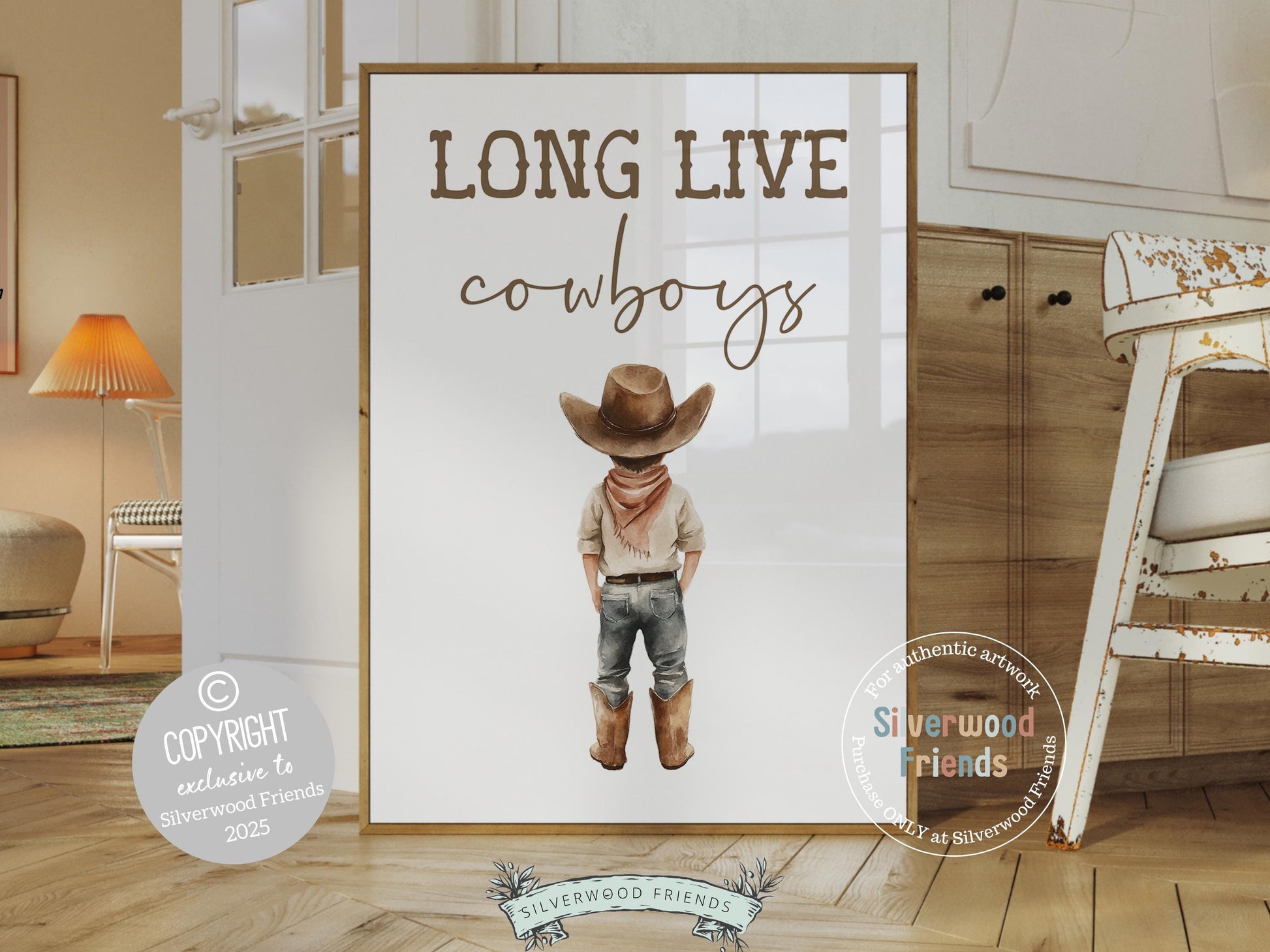 Cowboy Nursery Print, Cowboy Nursery Decor, Boy's Western Nursery Decor, Long Live Cowboys Rustic Farmhouse Nursery Wall Art Digital Print