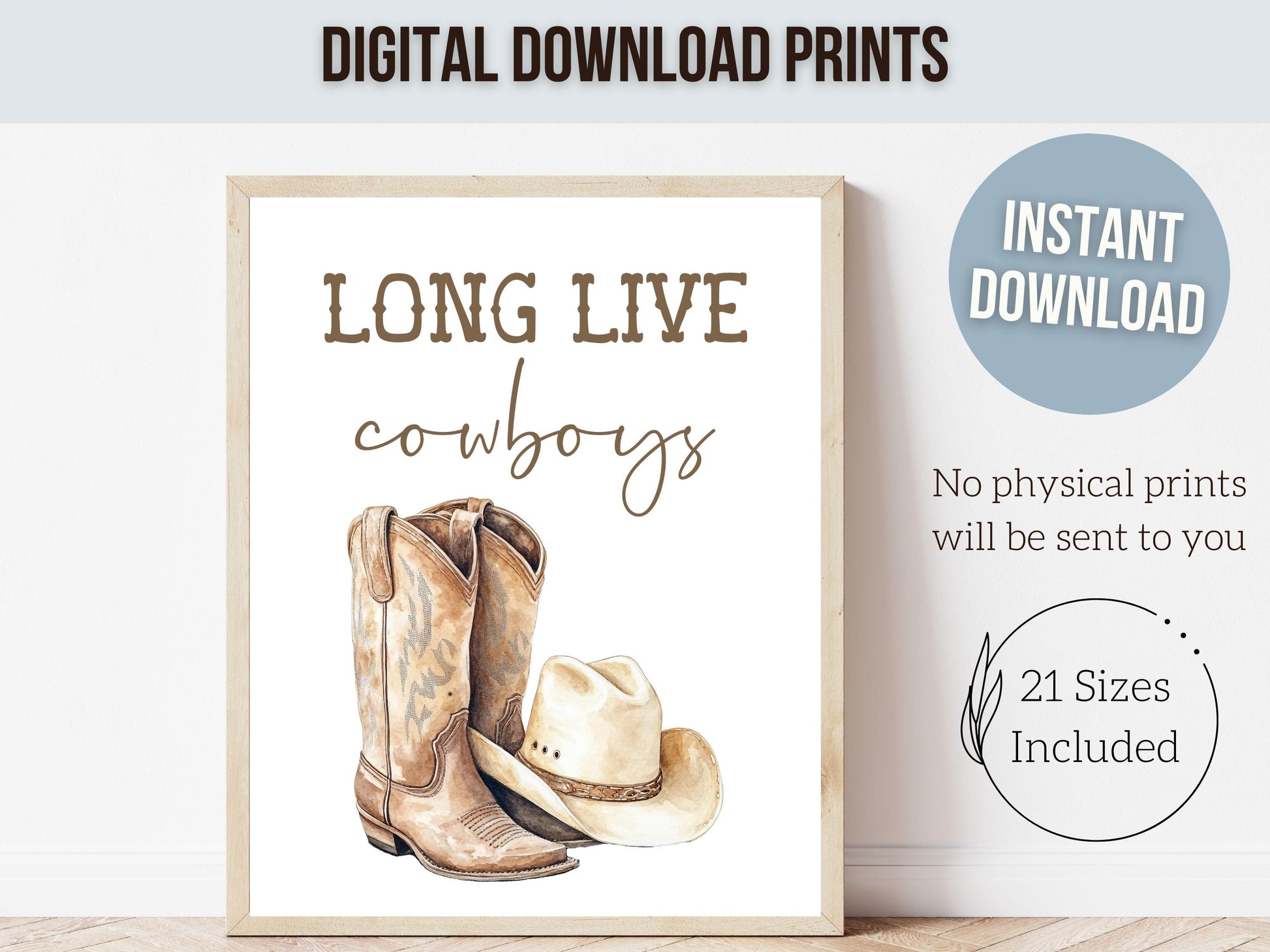 Cowboy Hat Boots Nursery Print, Cowboy Nursery Decor, Boy's Western Nursery Decor, Long Live Cowboys Country Nursery Wall Art Digital Print