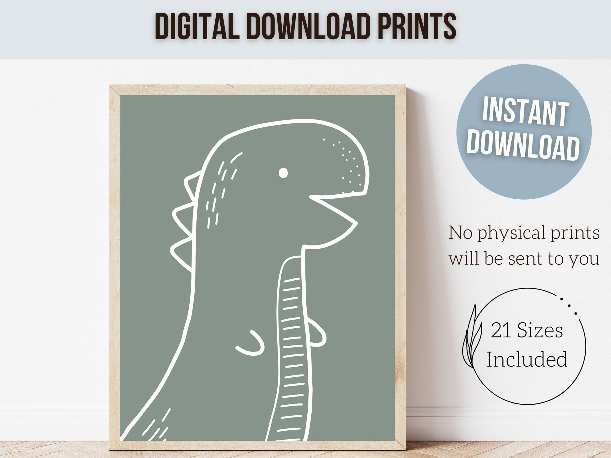Dinosaur Printable Set of 4 Prints, Boys Navy Blue Dinosaur Outline Nursery Print, Baby Dino Room Decor, Dinosaur Silhouette Digital Prints
