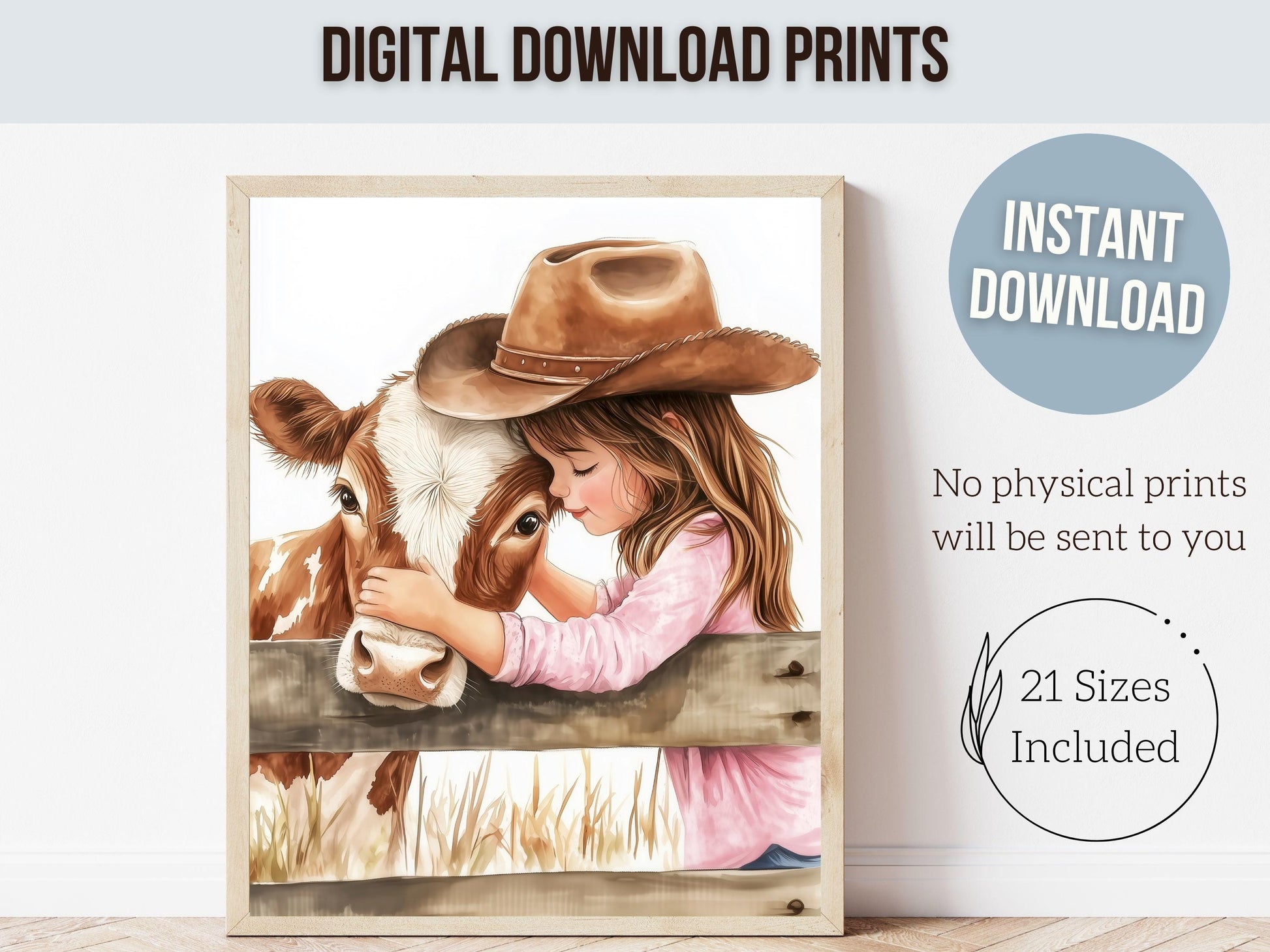 Cowgirl Nursery Print, Highland Cow Nursery Decor, Baby Girl Western Nursery Decor, Girls Rustic Country Farmhouse Nursery Digital Print