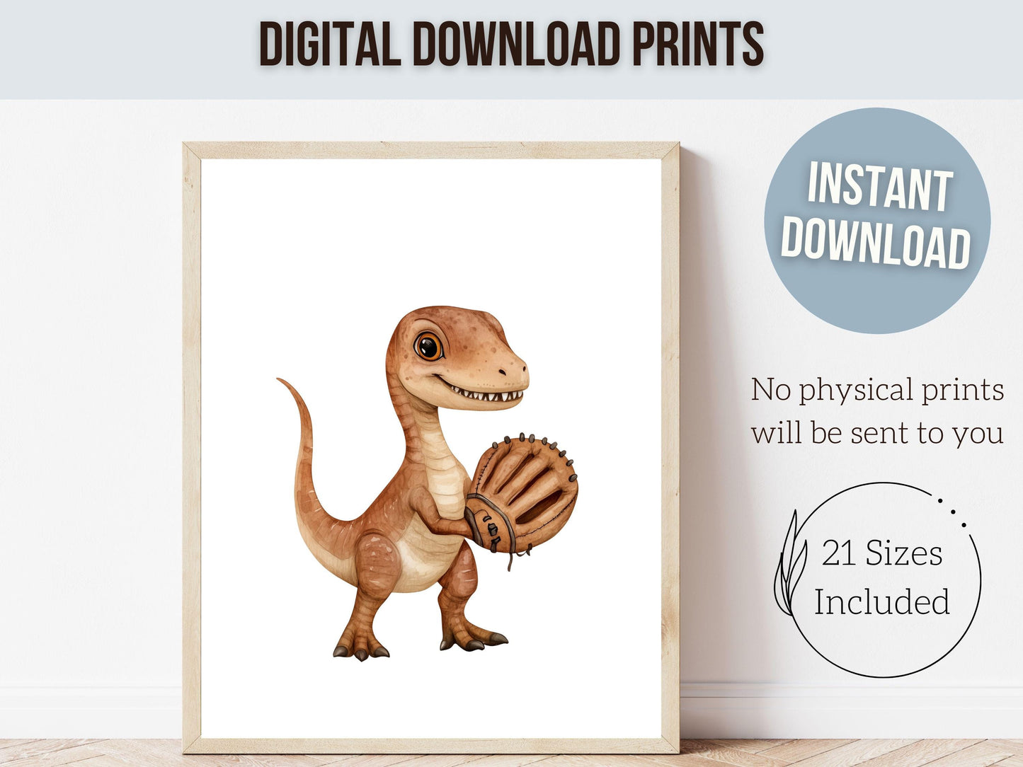 Baseball Nursery Prints, Baby Boy Dinosaur Baseball Nursery Decor, Sport Theme Wall Art, Dino Toddler Room, Boys Room Baseball Digital Print