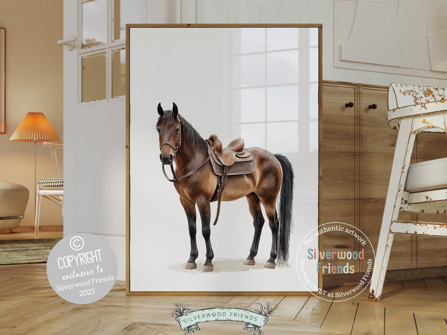 Brown Horse Print, Cowgirl Cowboy Nursery Decor, Western Horse Nursery Decor, Mustang Print, Rustic Farmhouse Nursery Wall Art Digital Print
