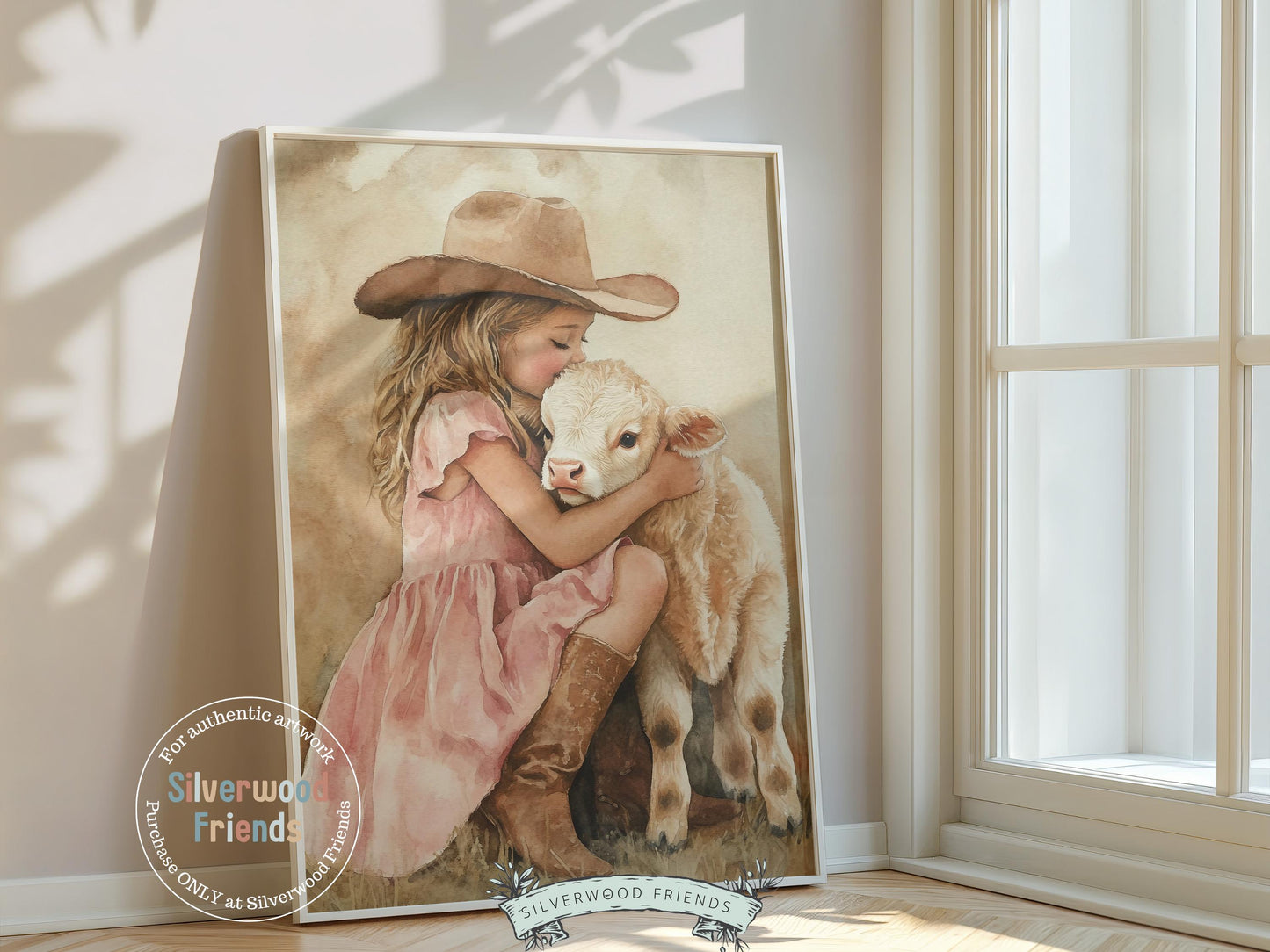 Highland Cow Nursery Print, Baby Highland Cow Nursery Decor, Baby Girl Western Cowgirl Nursery Decor,Watercolor Little Cowgirl Digital Print