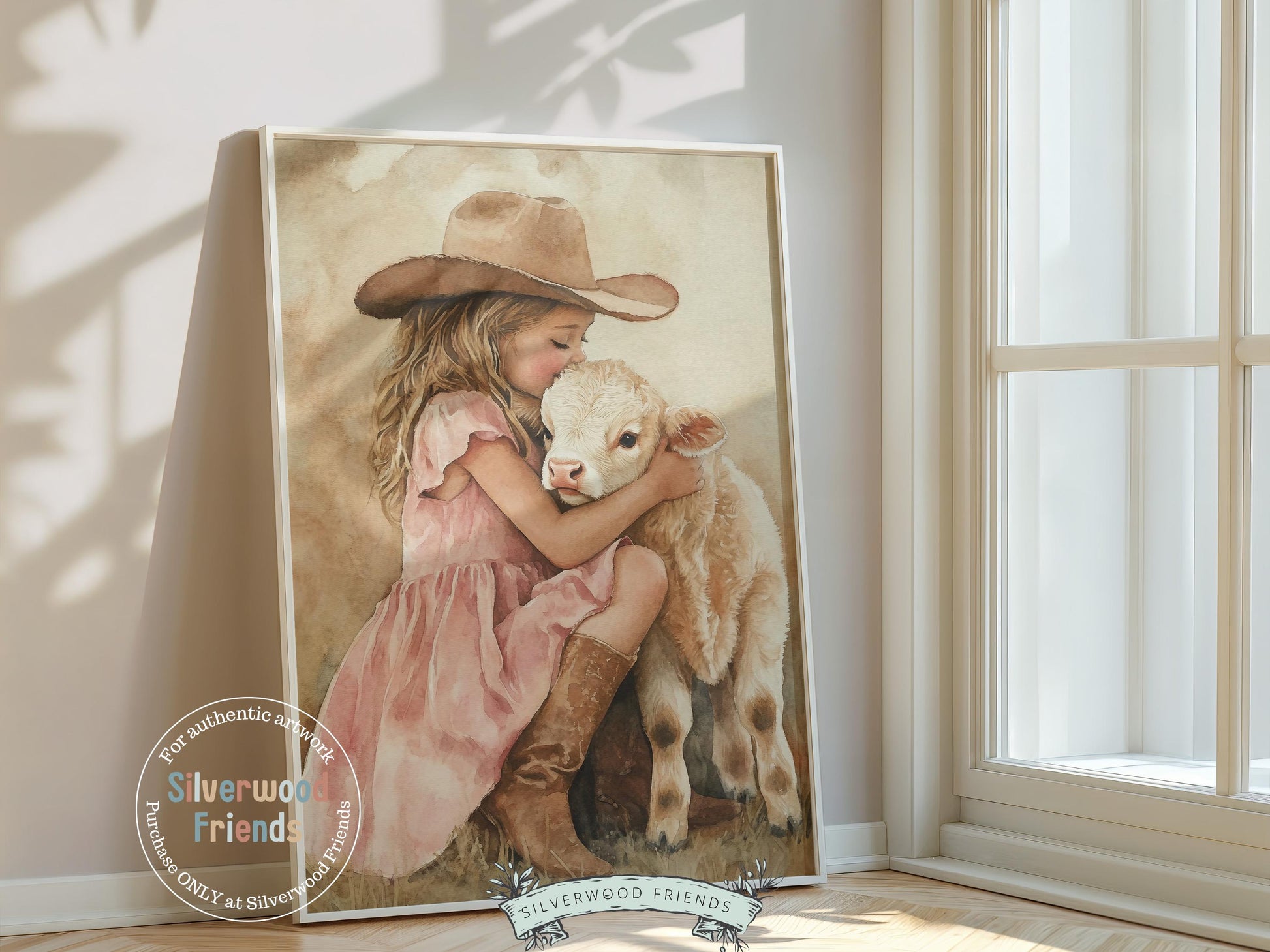 Highland Cow Nursery Print, Baby Highland Cow Nursery Decor, Baby Girl Western Cowgirl Nursery Decor,Watercolor Little Cowgirl Digital Print